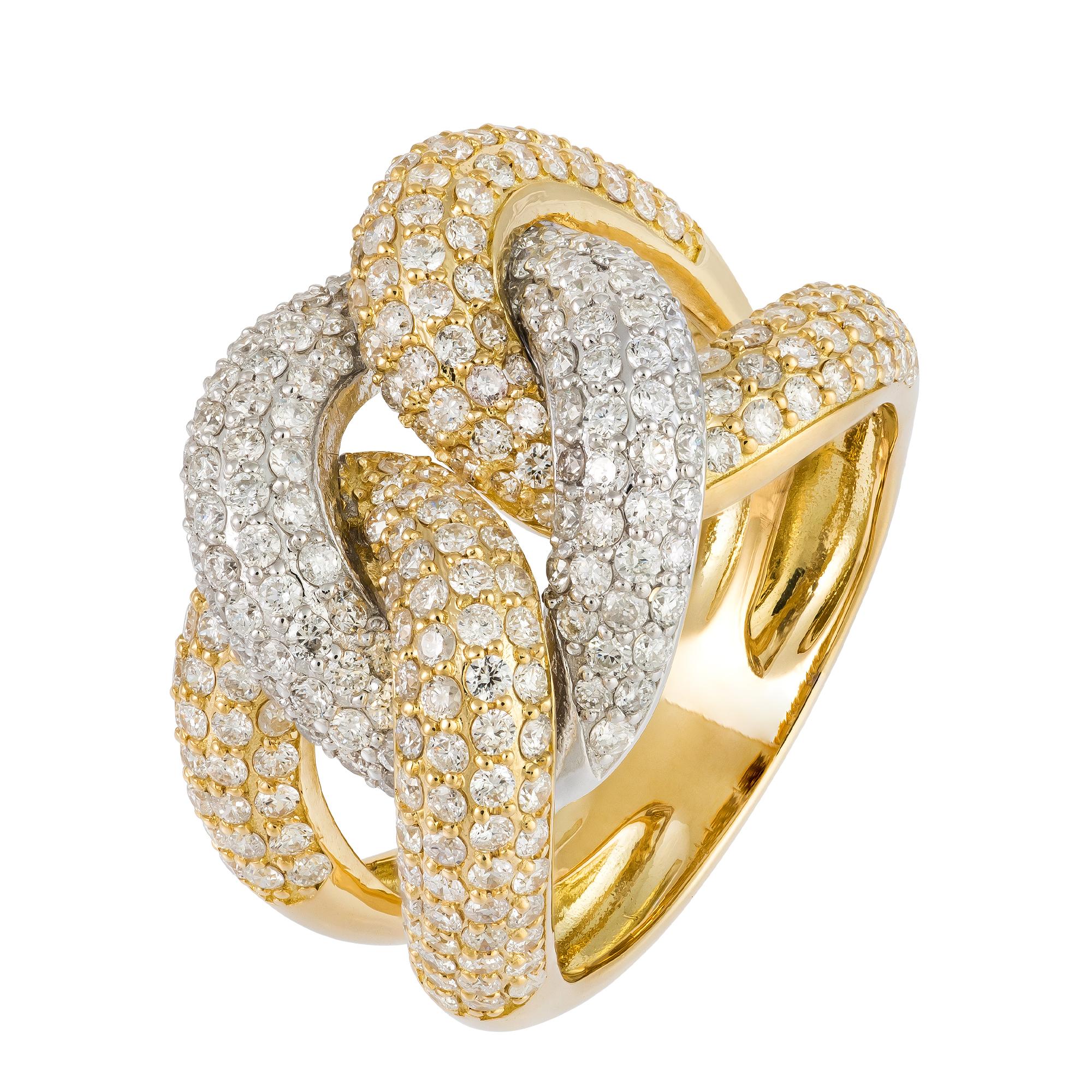 For Sale:  Chain White Yellow 18K Gold White Diamond Ring for Her 3