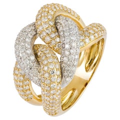 Chain White Yellow 18K Gold White Diamond Ring for Her