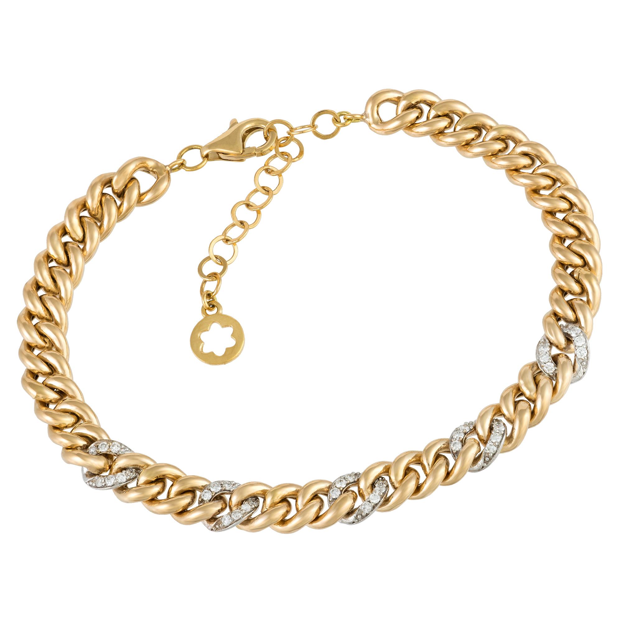 Chain White Yellow Gold 18K Bracelet Diamond For Her In New Condition For Sale In Montreux, CH