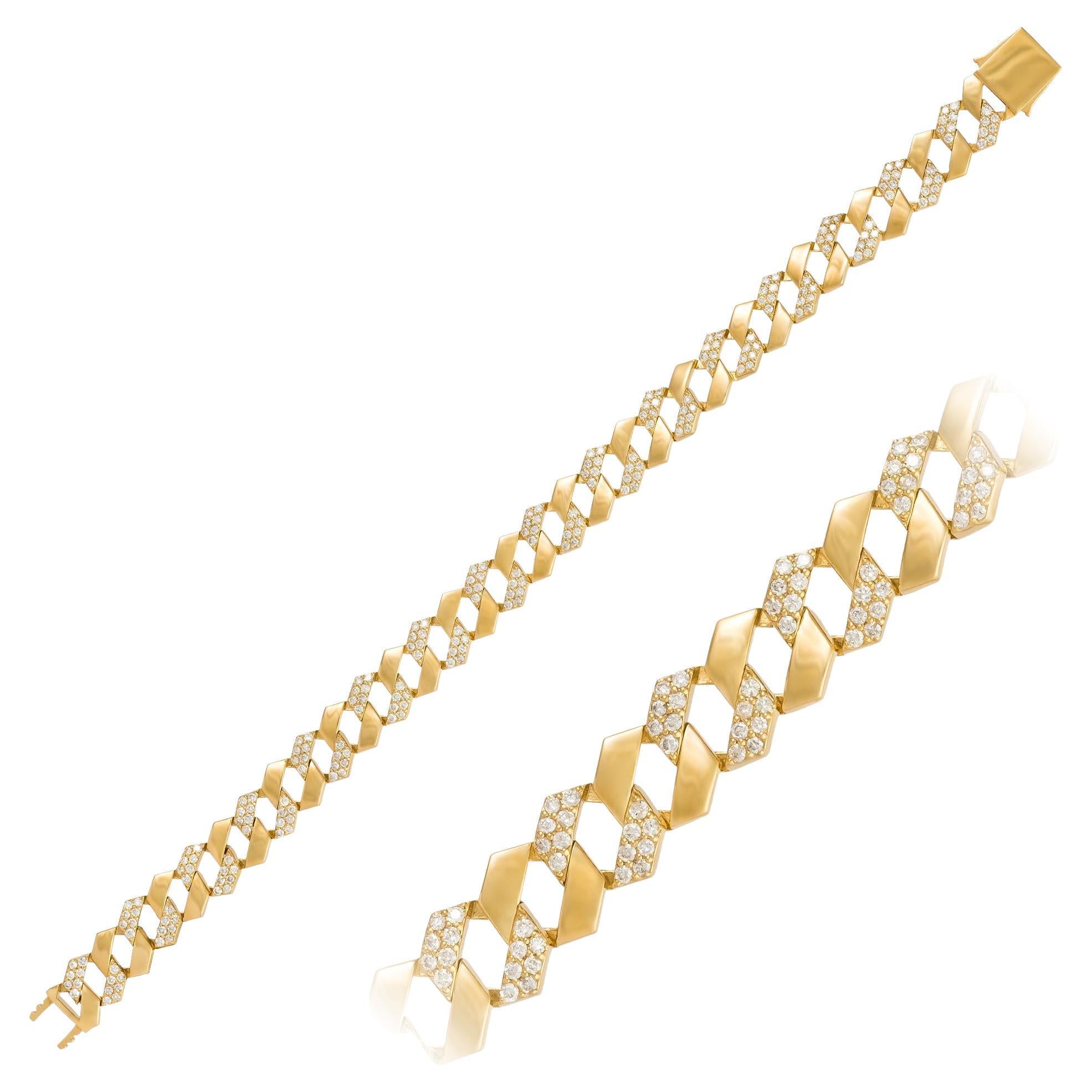Chaîne Or Jaune Blanc 18K Bracelet Diamant Pour Elle en vente