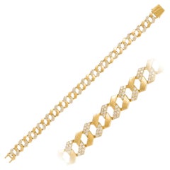 Chaîne Or Jaune Blanc 18K Bracelet Diamant Pour Elle