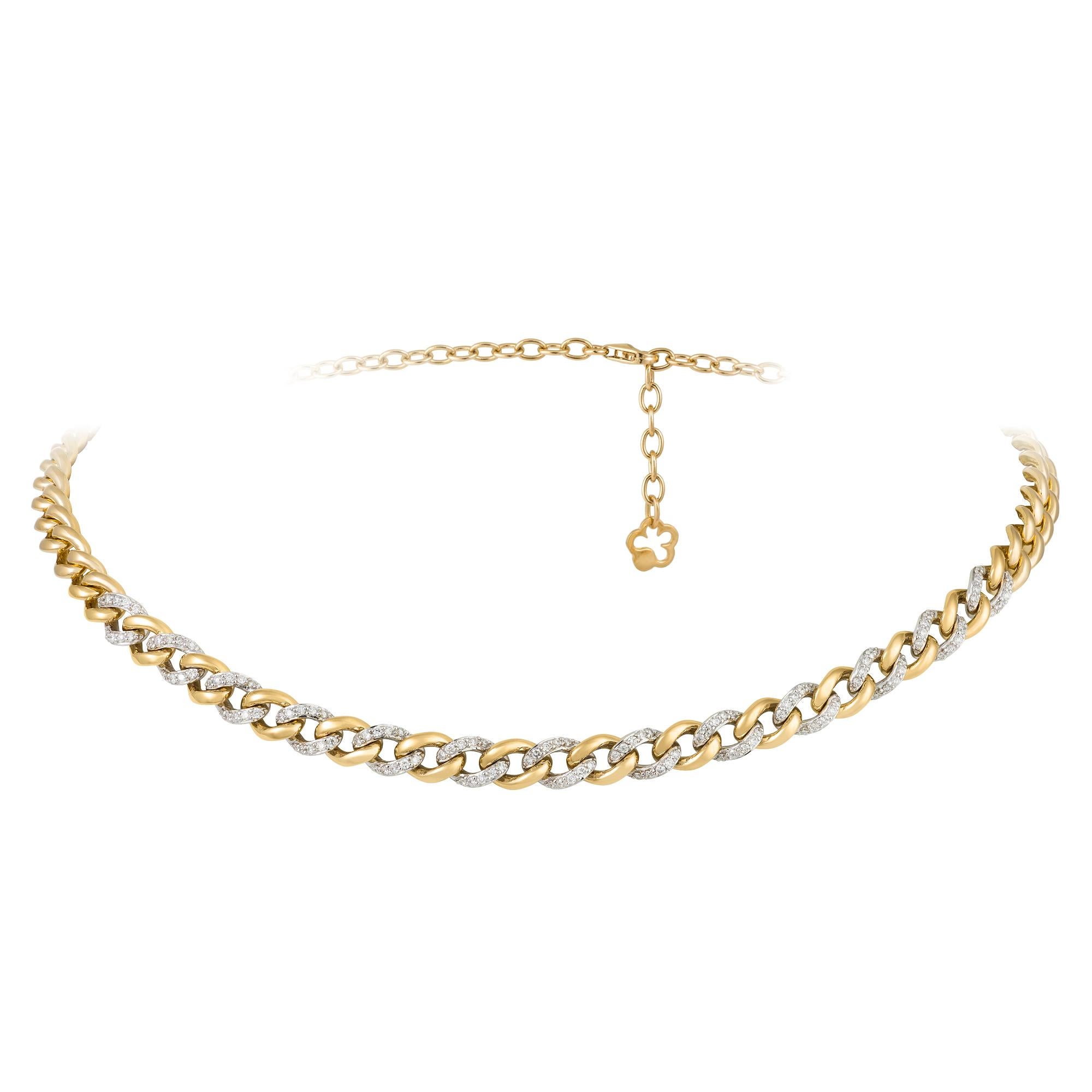 Modern Chain White Yellow Gold 18K Necklace Diamond for Her For Sale