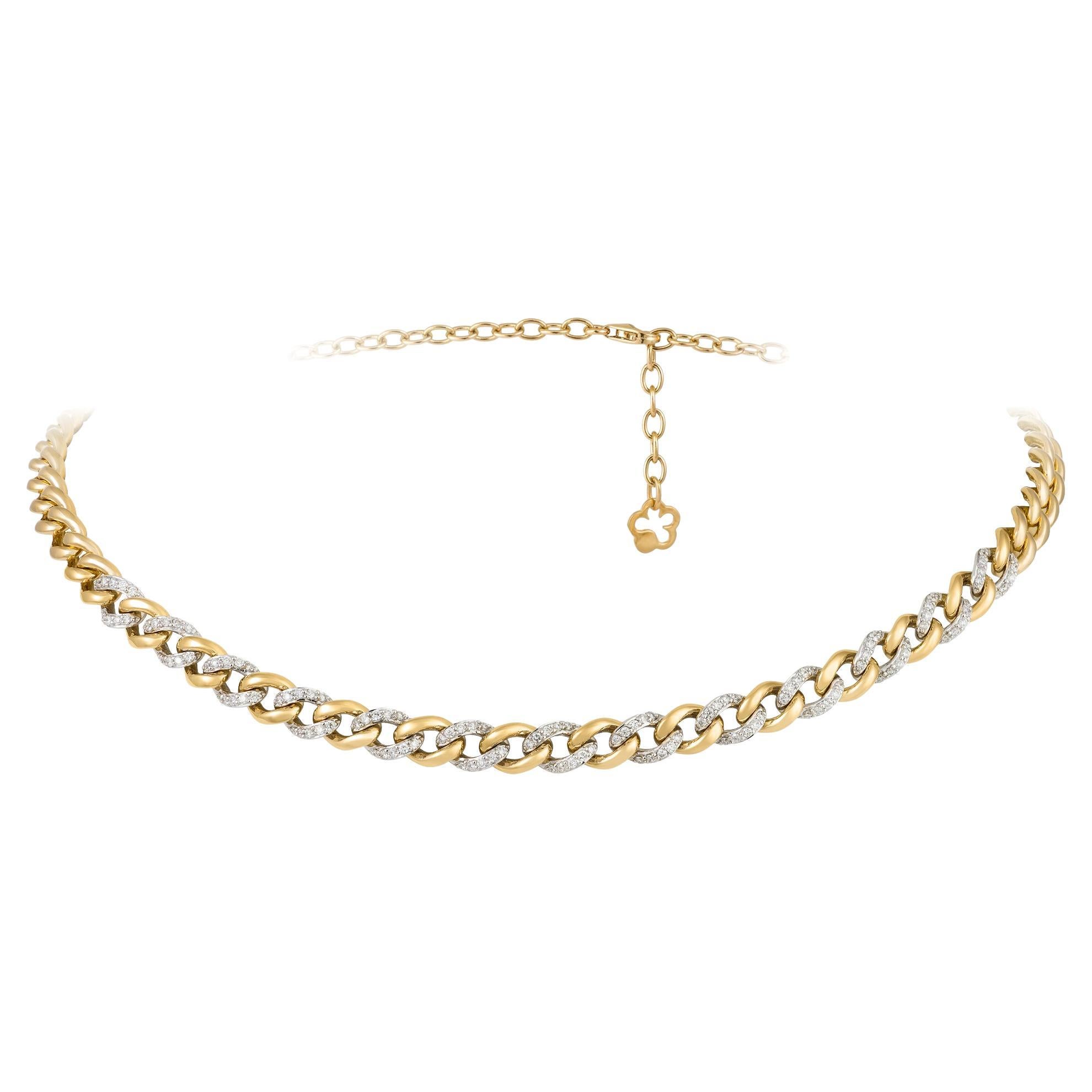 Chain White Yellow Gold 18K Necklace Diamond for Her