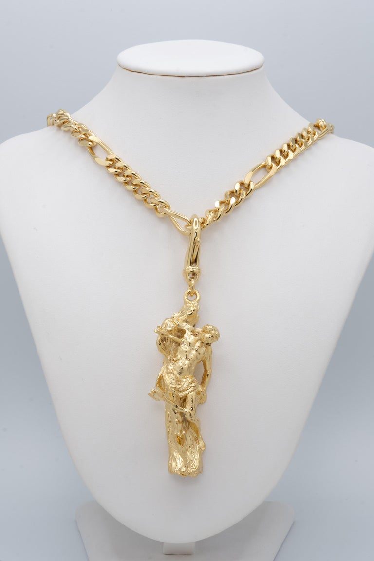 Silver chain with Big Pendant "Saint Sebastian the Martyr" For Sale at