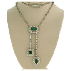 Chain with emerald and diamonds 18k gold