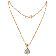 Chain with solitair pendant set with diamond 14k pink gold