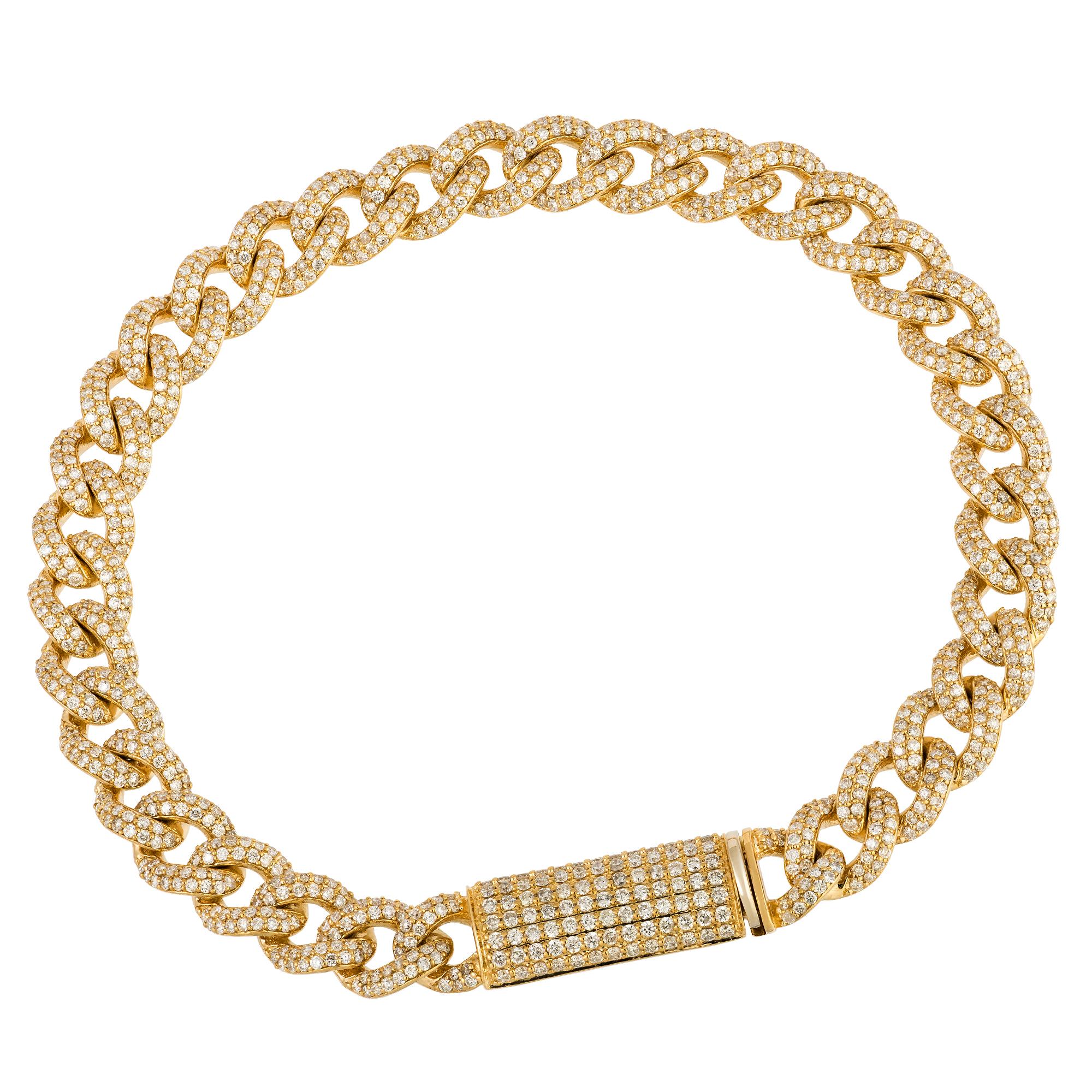 Chaîne en or jaune 18K Bracelet diamant pour elle Pour femmes en vente