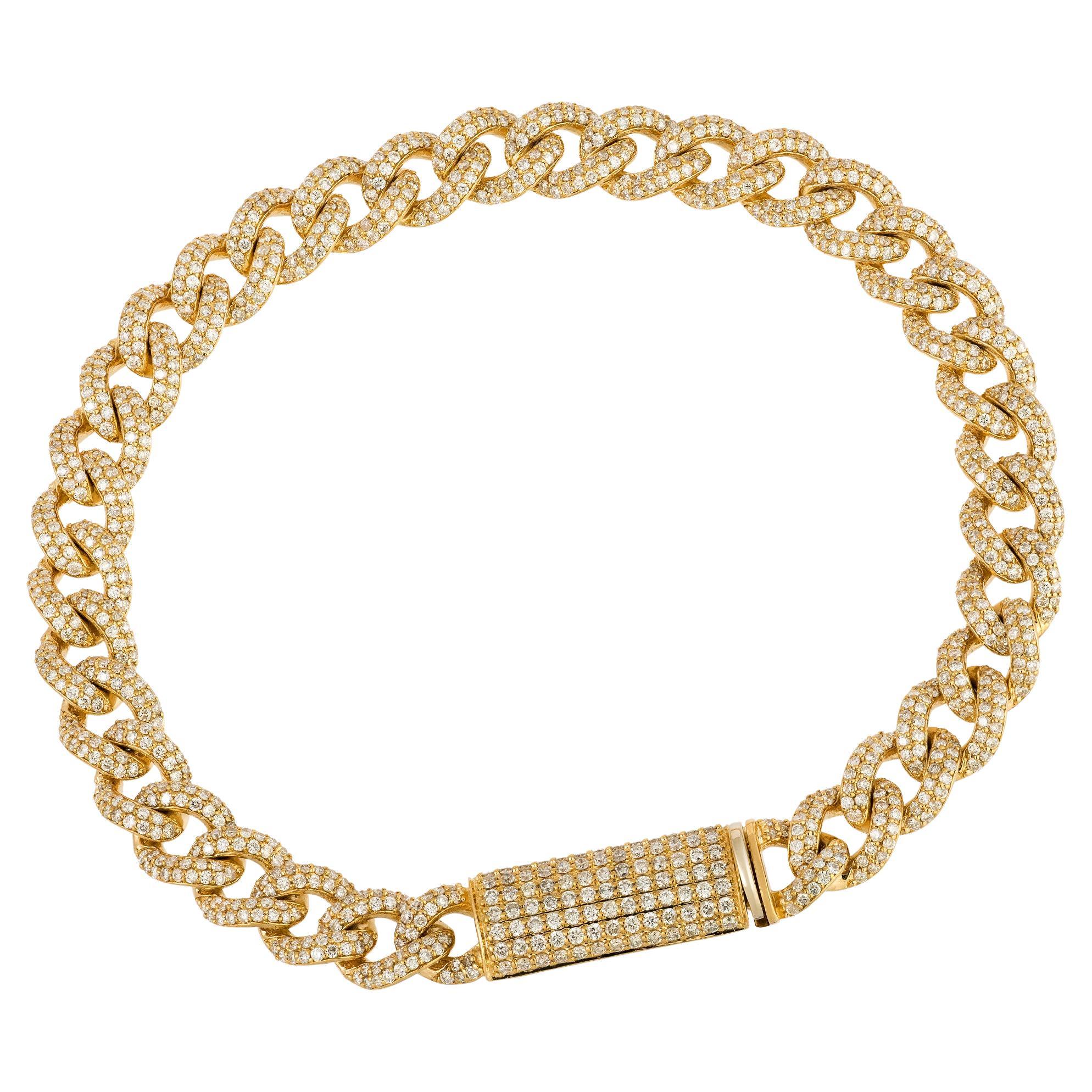 Chain Yellow Gold 18K Bracelet Diamond for Her For Sale