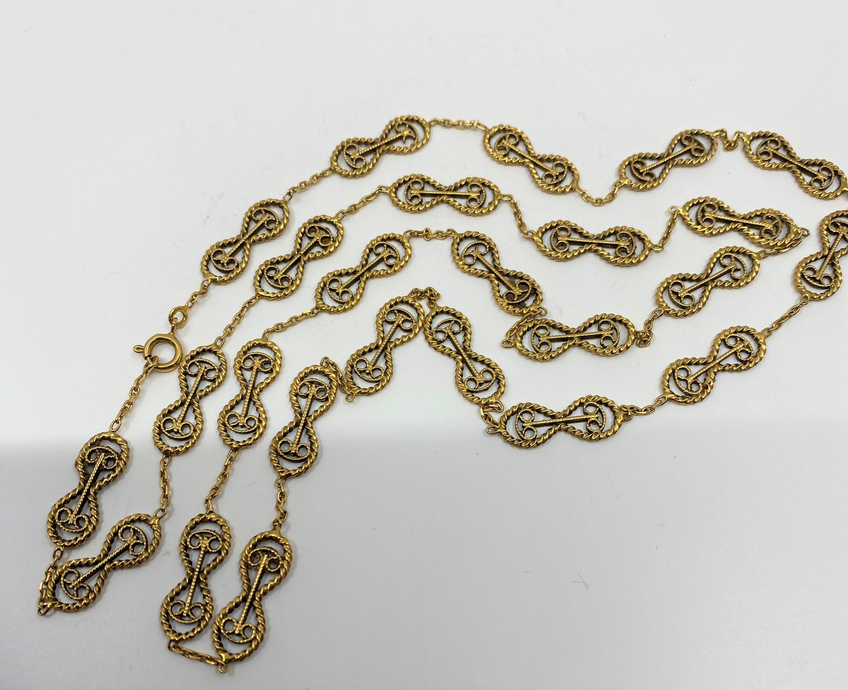 Chaîne Collier En or 18 Carats À Mailles En Filigrane, Vers 1900 For Sale 1