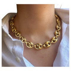 Chaine d'Ancre Marine 24K Gold Plated Silver Sterling Necklace cm 45