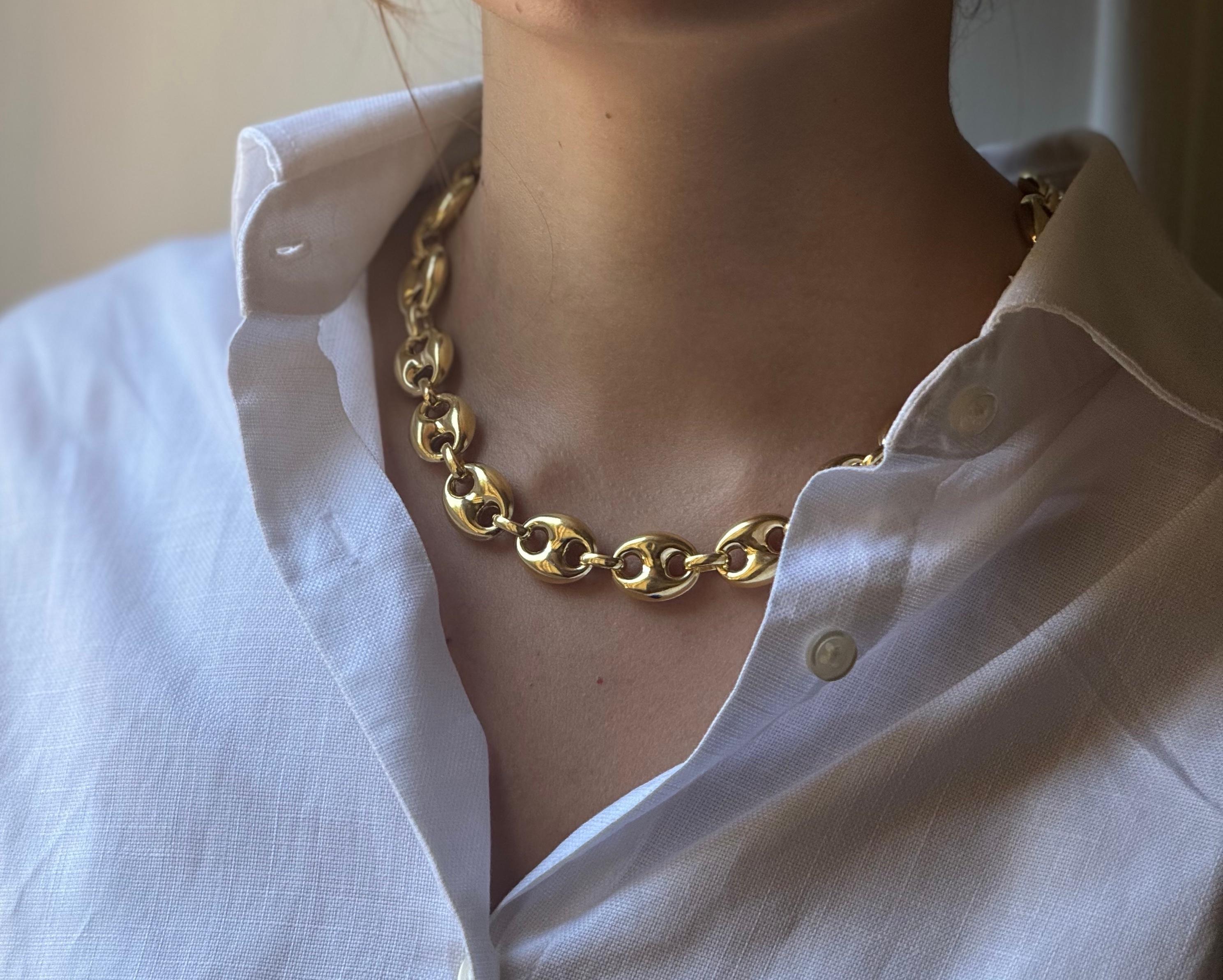 Collana Chaine d'Ancre Marin in argento placcato oro 24K cm 45 in vendita 4
