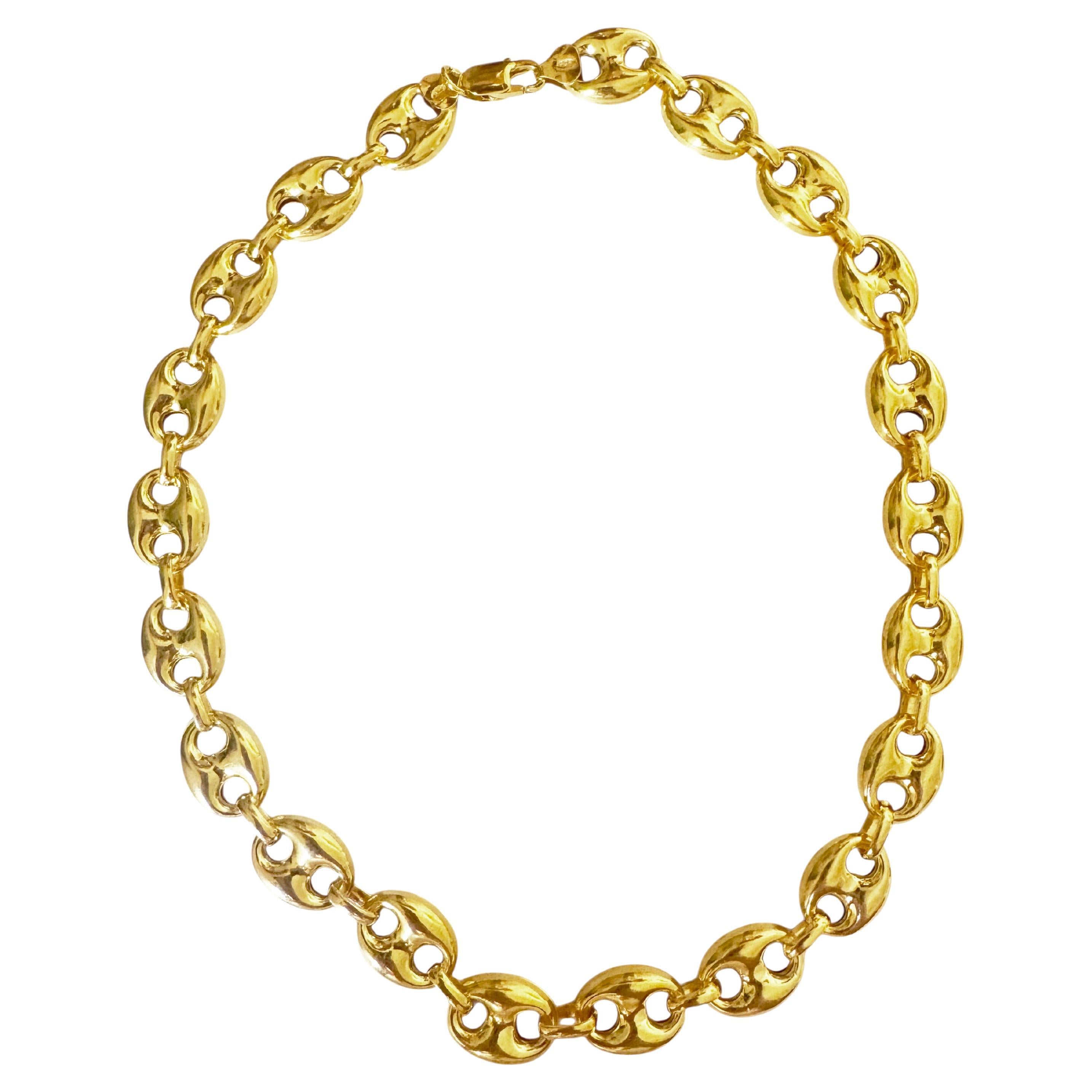 Chaine d'Ancre Marine Collier en argent sterling plaqué or 24 carats cm 45