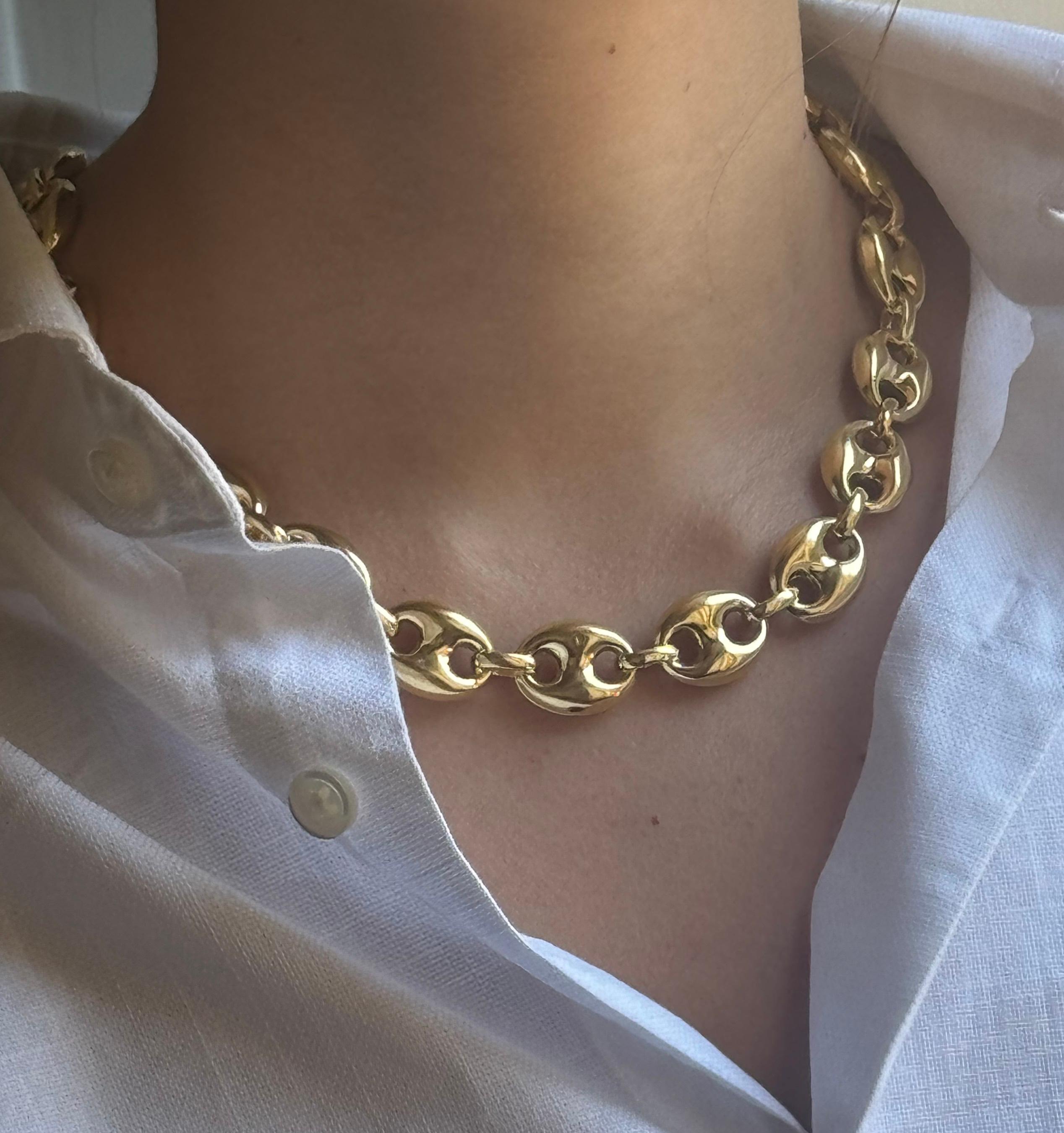 Chaine d'Ancre Marine 24K Gold Plated Silver Sterling Necklace cm 45 For Sale 5