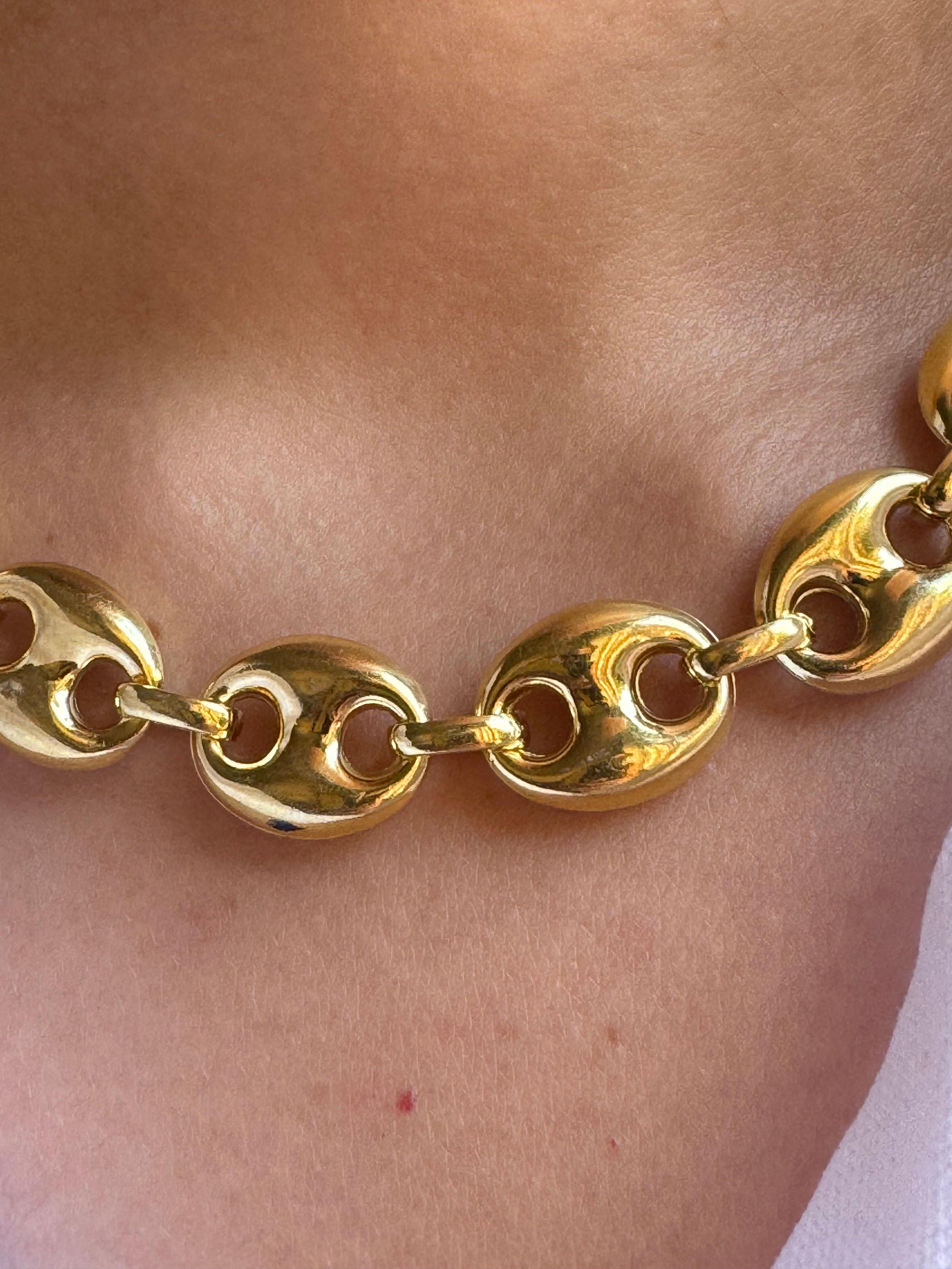 Modern Chaine d'Ancre Marine 24K Gold Plated Silver Sterling Necklace cm 45 For Sale
