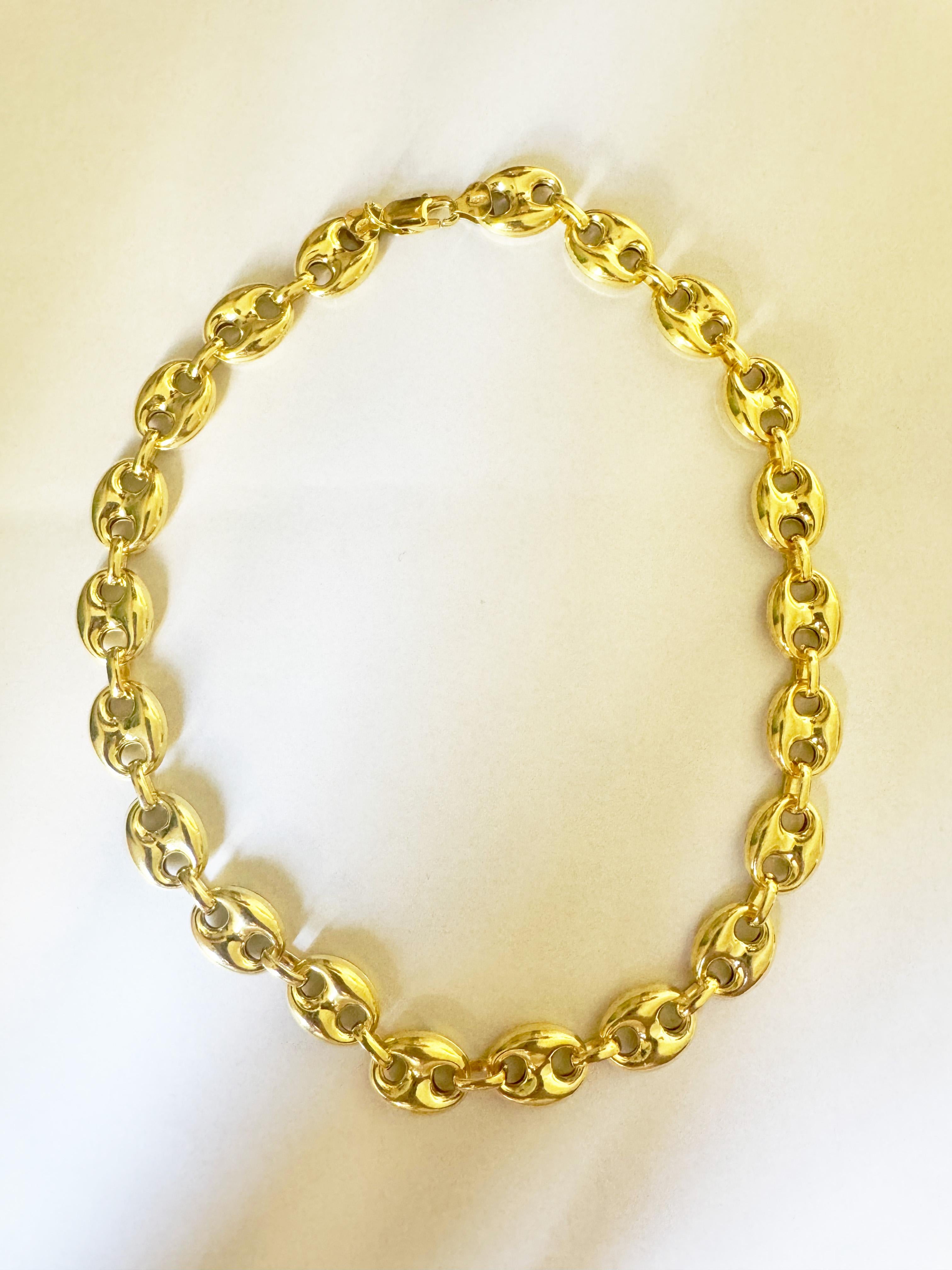 Chaine d'Ancre Marine 24K Gold Plated Silver Sterling Necklace cm 45 In New Condition For Sale In Rome, IT