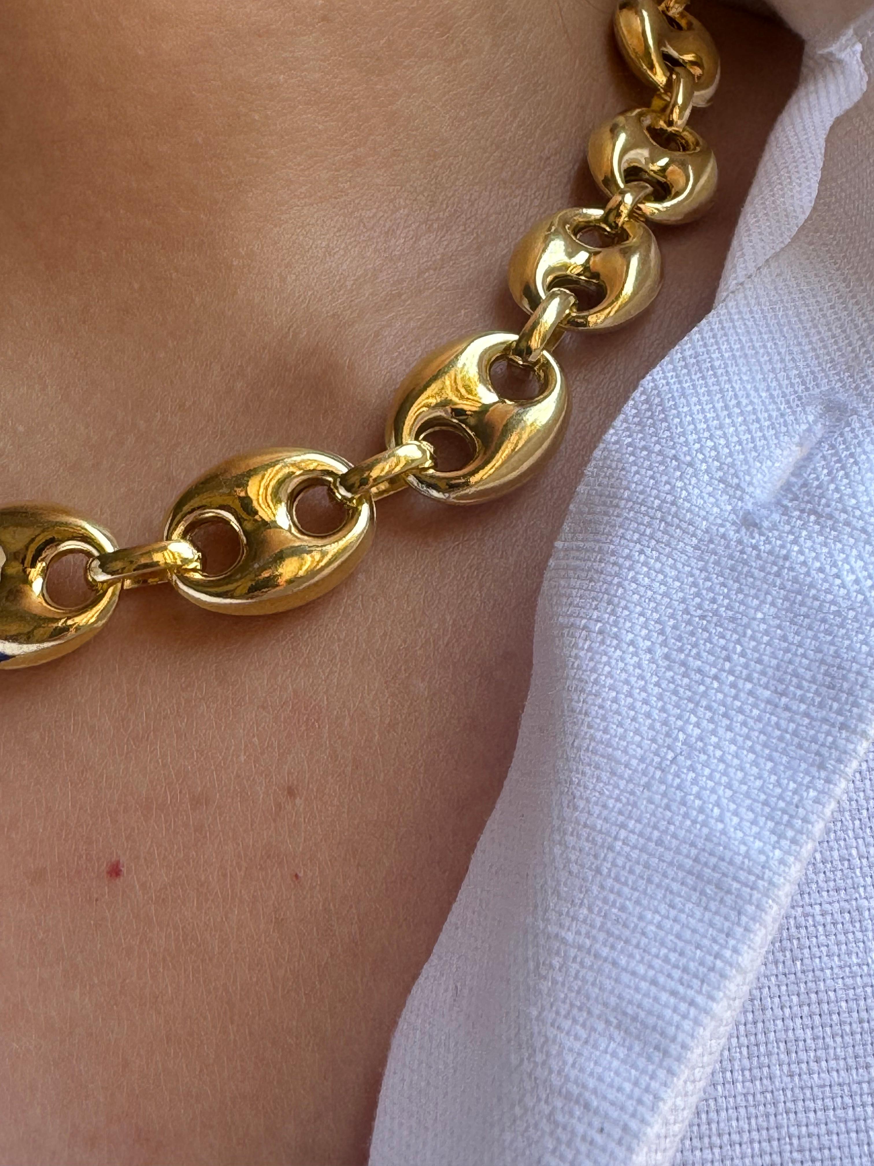 Women's or Men's Chaine d'Ancre Marine 24K Gold Plated Silver Sterling Necklace cm 45 For Sale