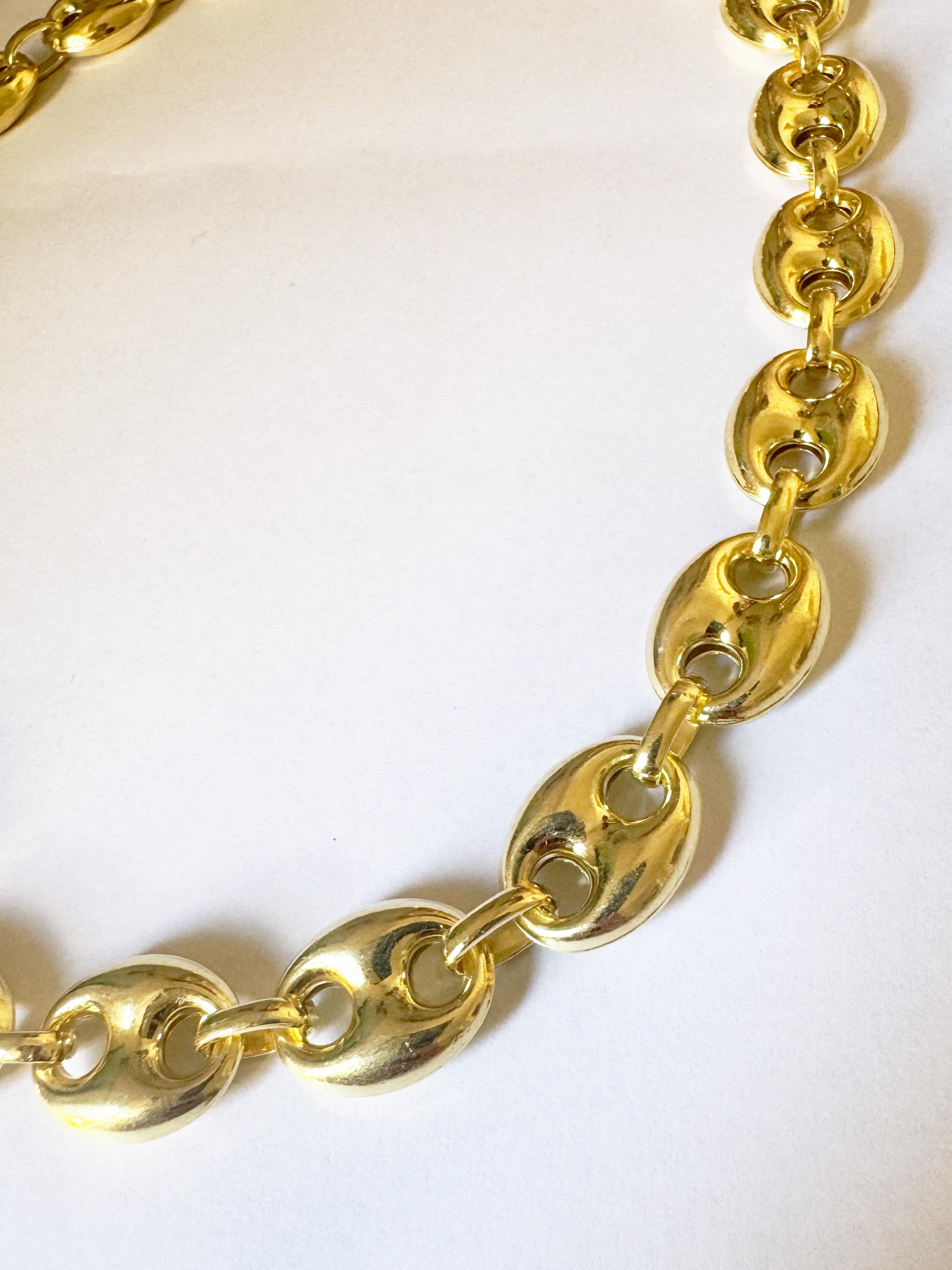 Chaine d'Ancre Marine 24K Gold Plated Silver Sterling Necklace cm 45 For Sale 2