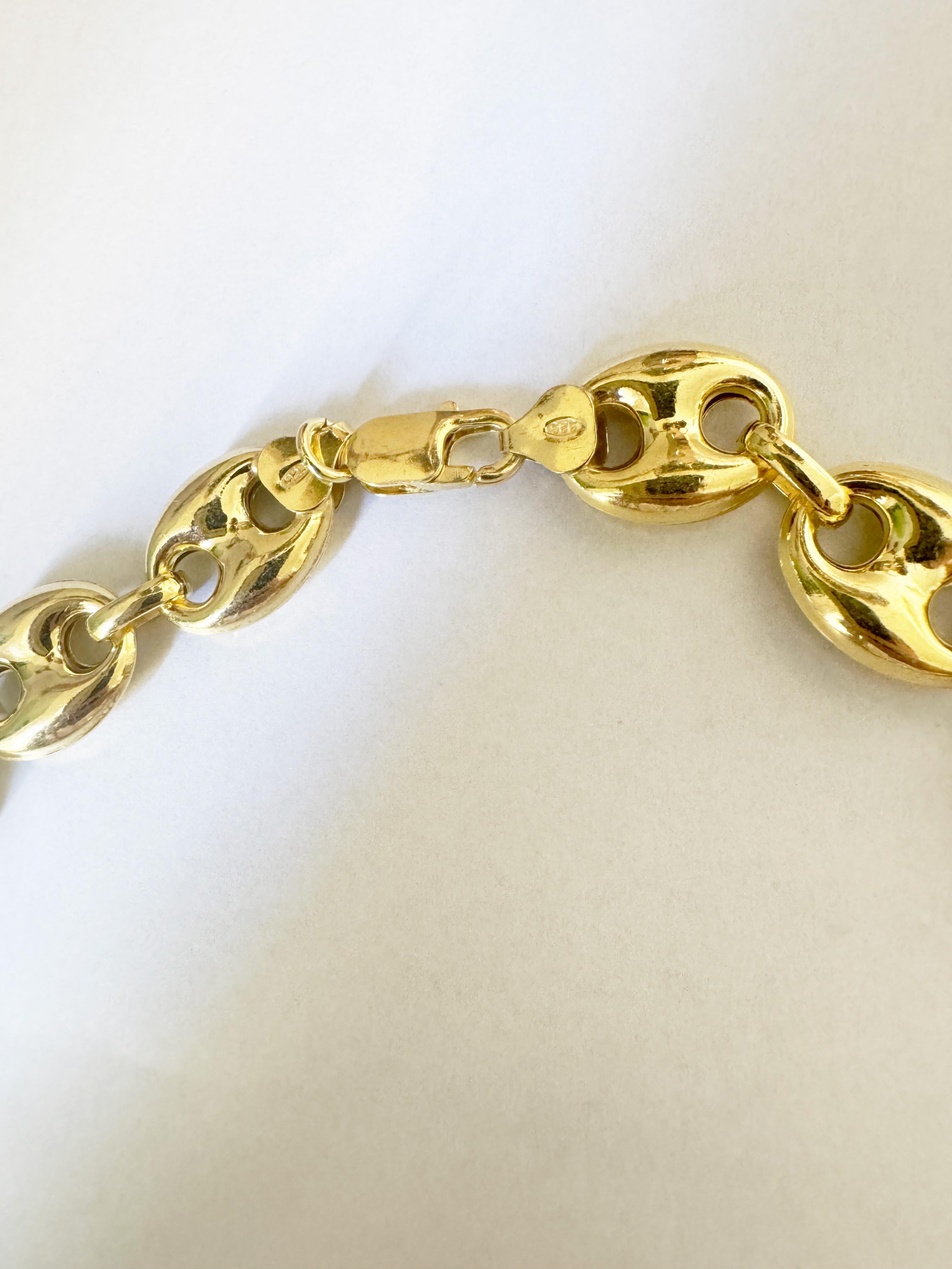 Chaine d'Ancre Marine 24K Gold Plated Silver Sterling Necklace cm 45 For Sale 3
