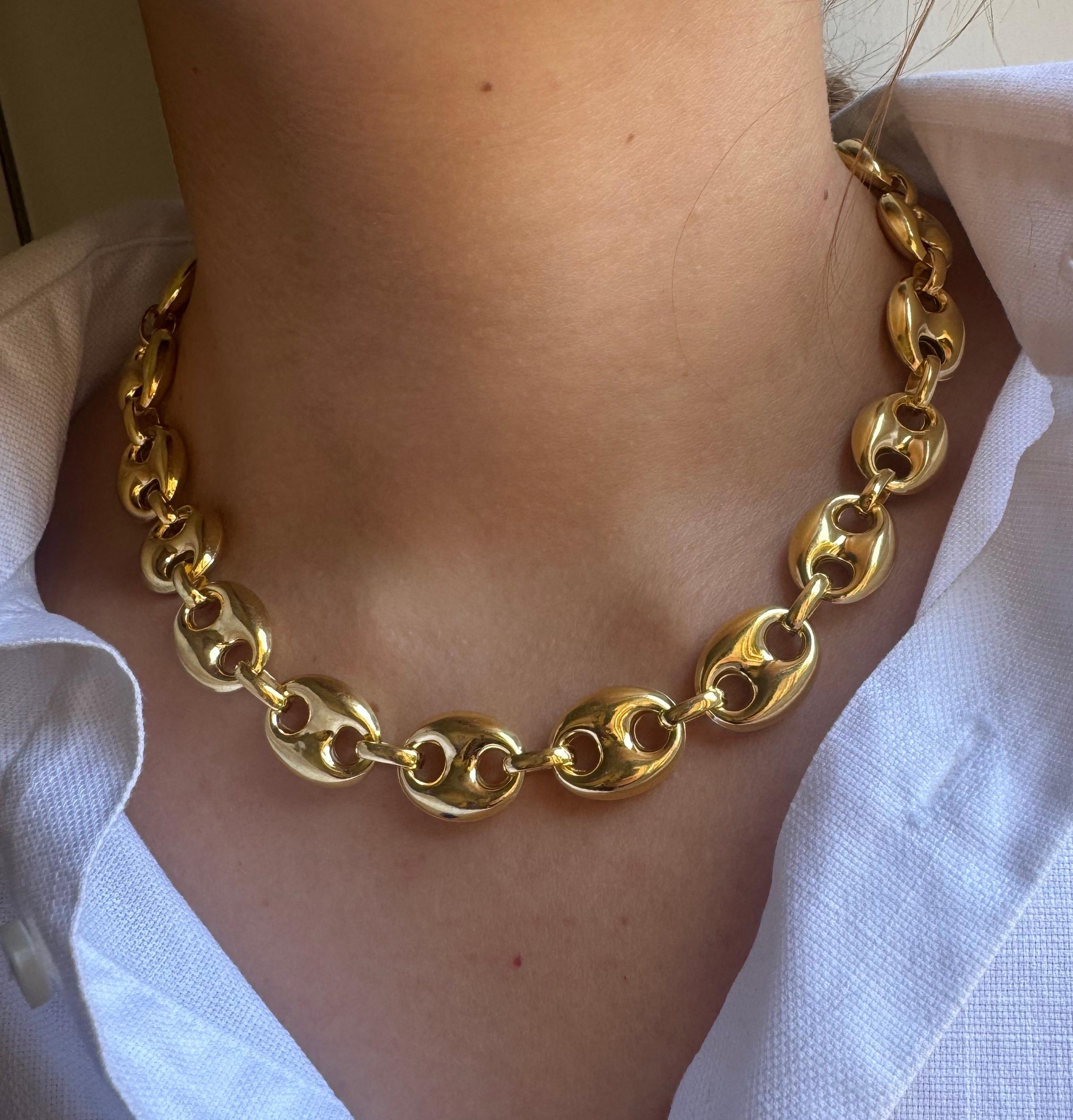 Chaine d'Ancre Marine 24K Gold Plated Silver Sterling Necklace cm 45 For Sale 4