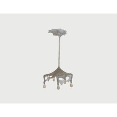 Chainmail Cobweb Sculptural Chandelier in Nickel Plated Steel by Panorammma
