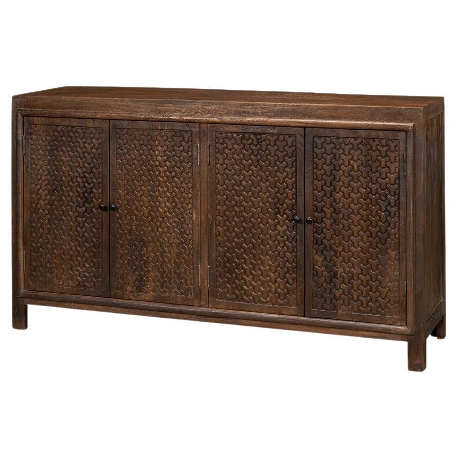 Chainmail Pattern Carved Sideboard For Sale