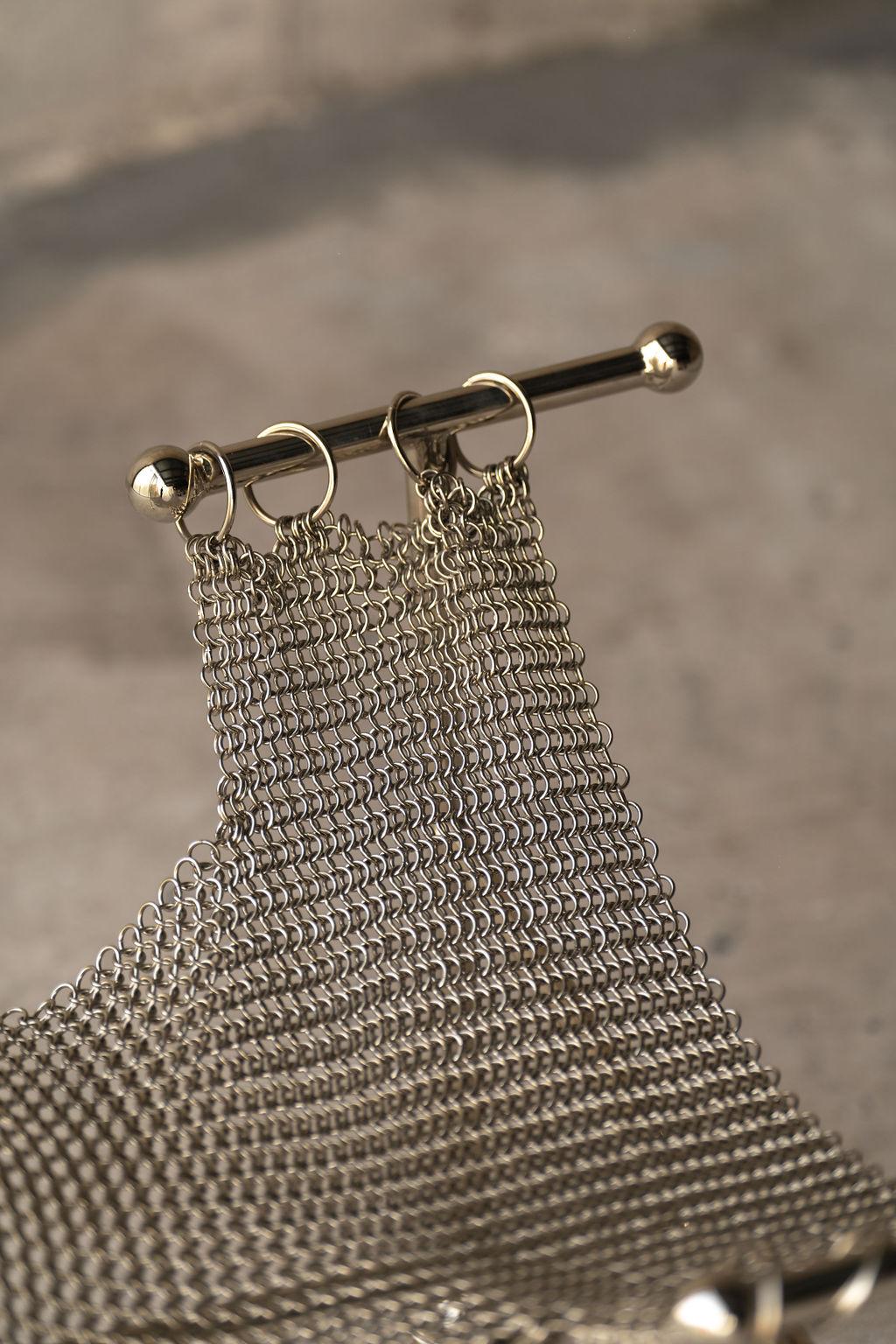 Chainmail Sculptural Chair, Nickel Plated Steel Finish, Hand Linked Mesh For Sale 5