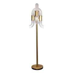 Chains Brass and Glass Floor Lamp by Carlo Nason for Mazzega, 1970s