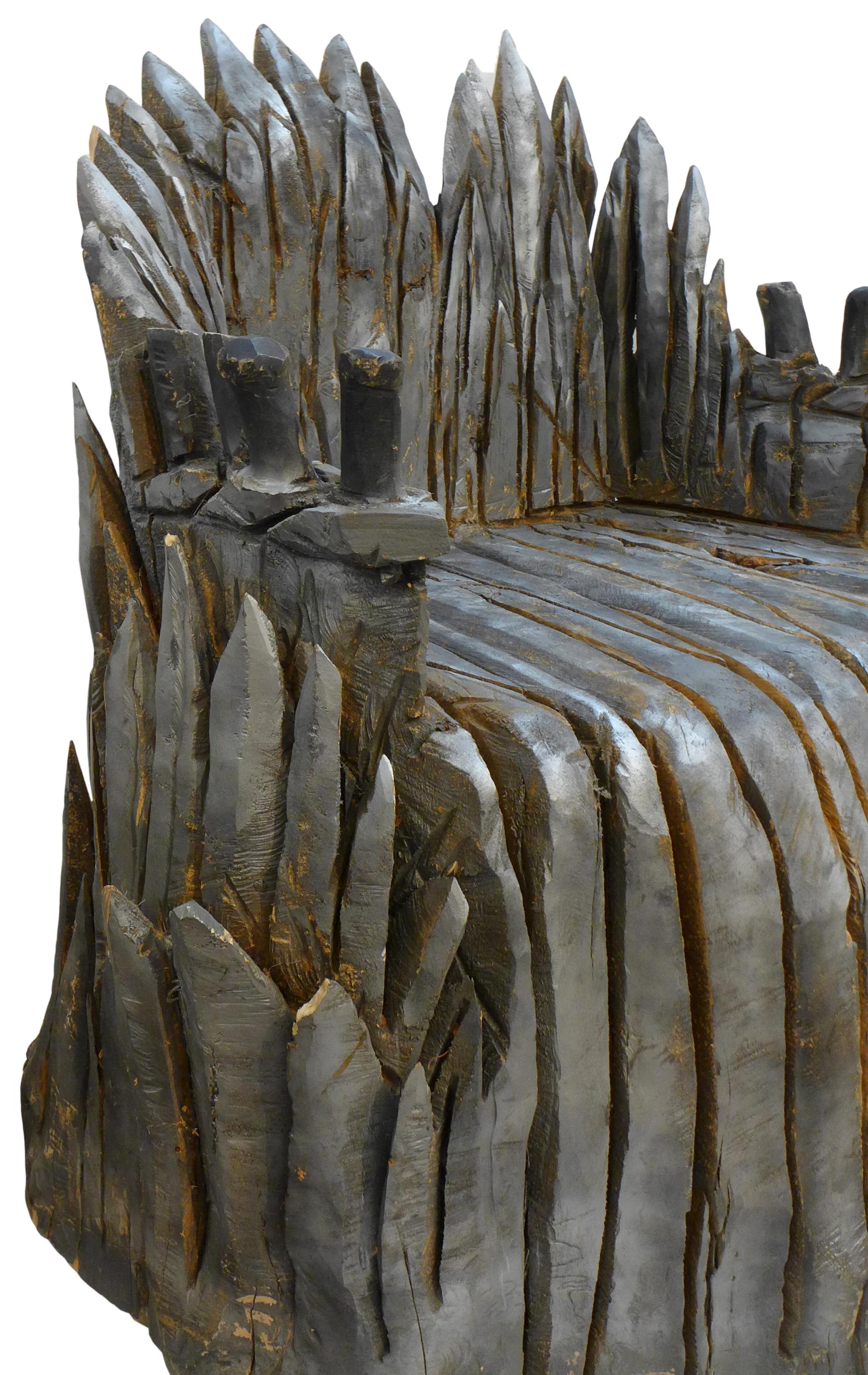 Chainsaw-Hewn Brutalist Throne of Solid Piñon Pine 1