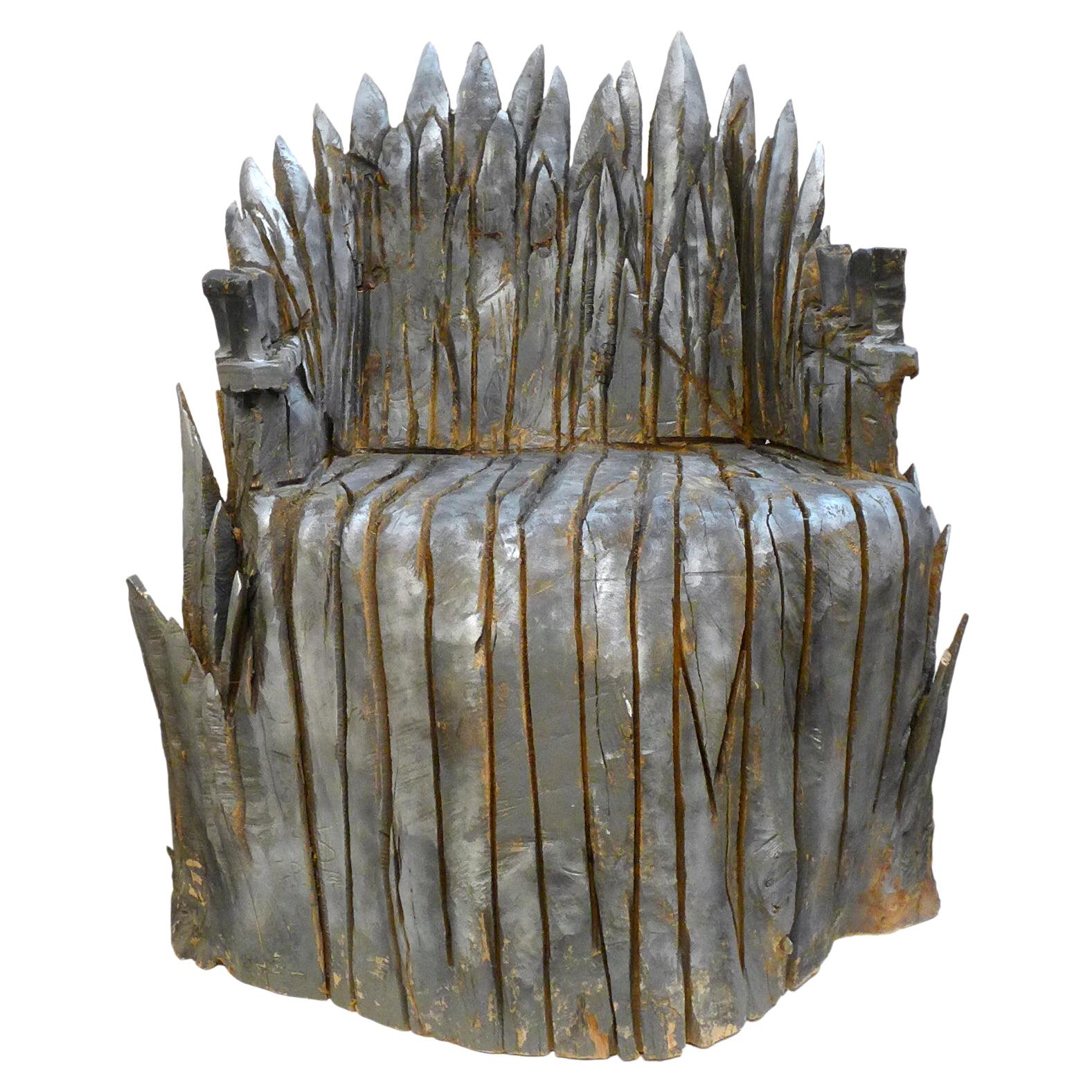 Chainsaw-Hewn Brutalist Throne of Solid Piñon Pine