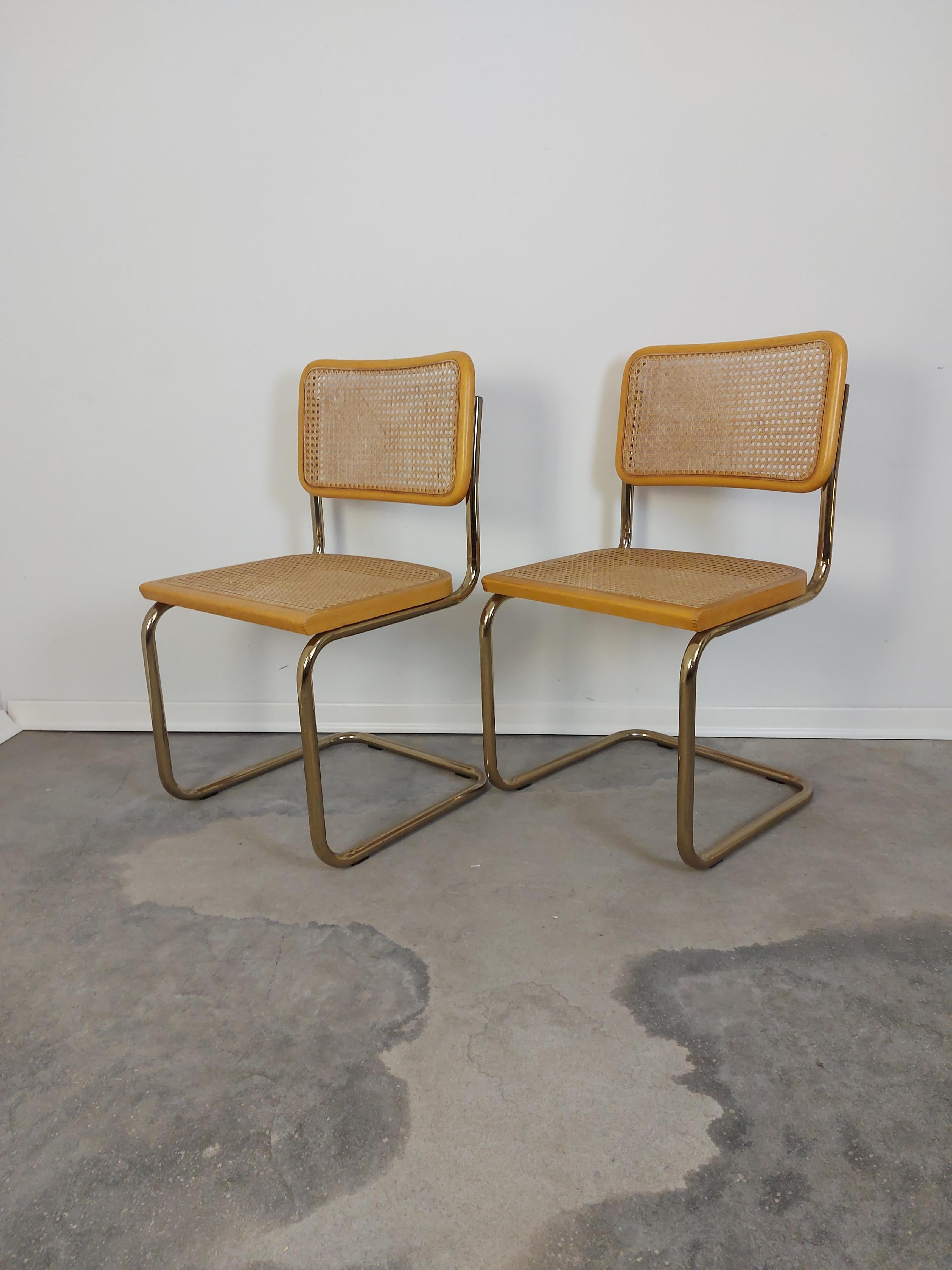 Slovenian CESCA Chair, 1980s, Pair Design Classic with Gilded Frame