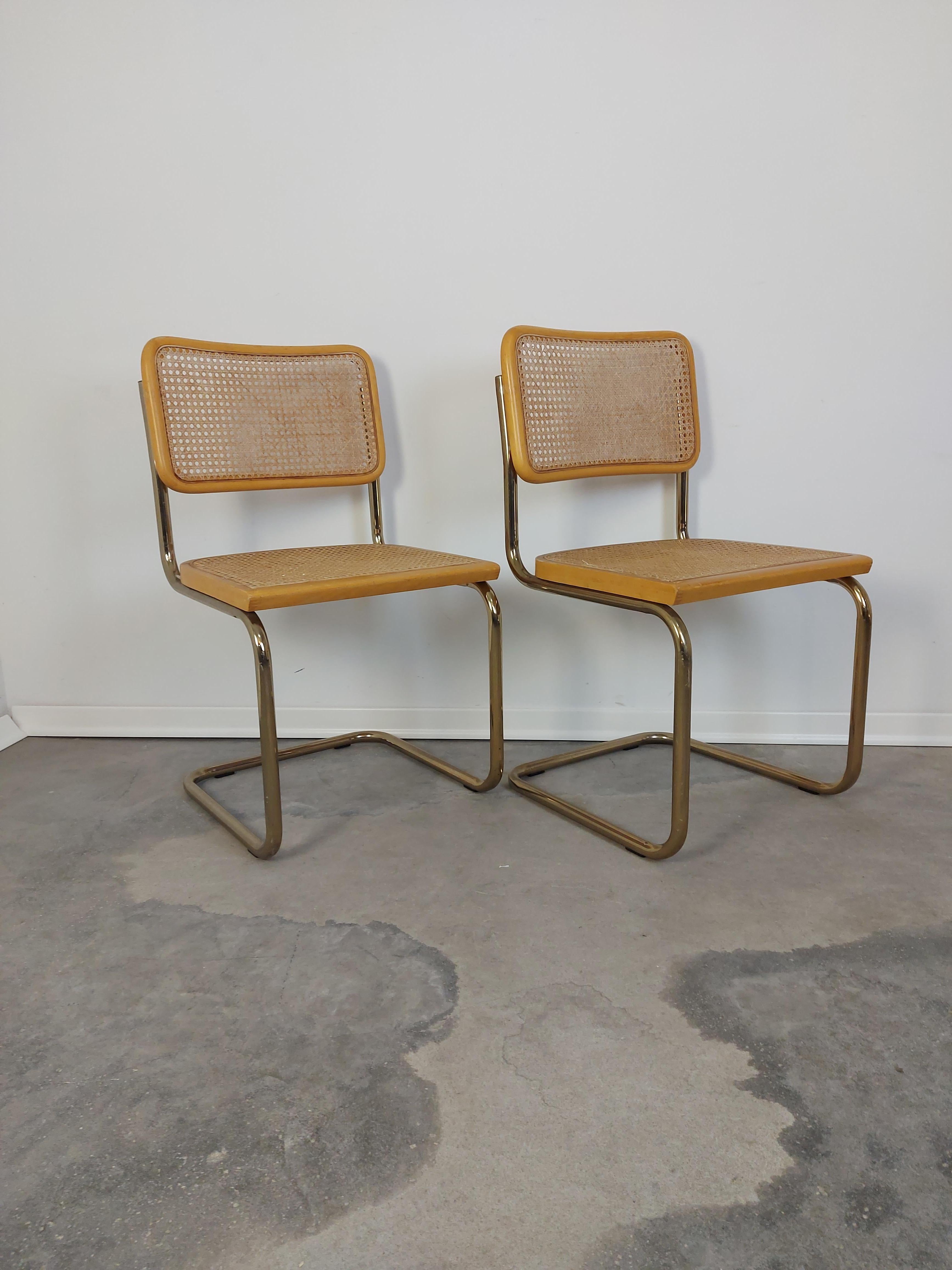 CESCA Chair, 1980s, Pair Design Classic with Gilded Frame In Good Condition In Ljubljana, SI