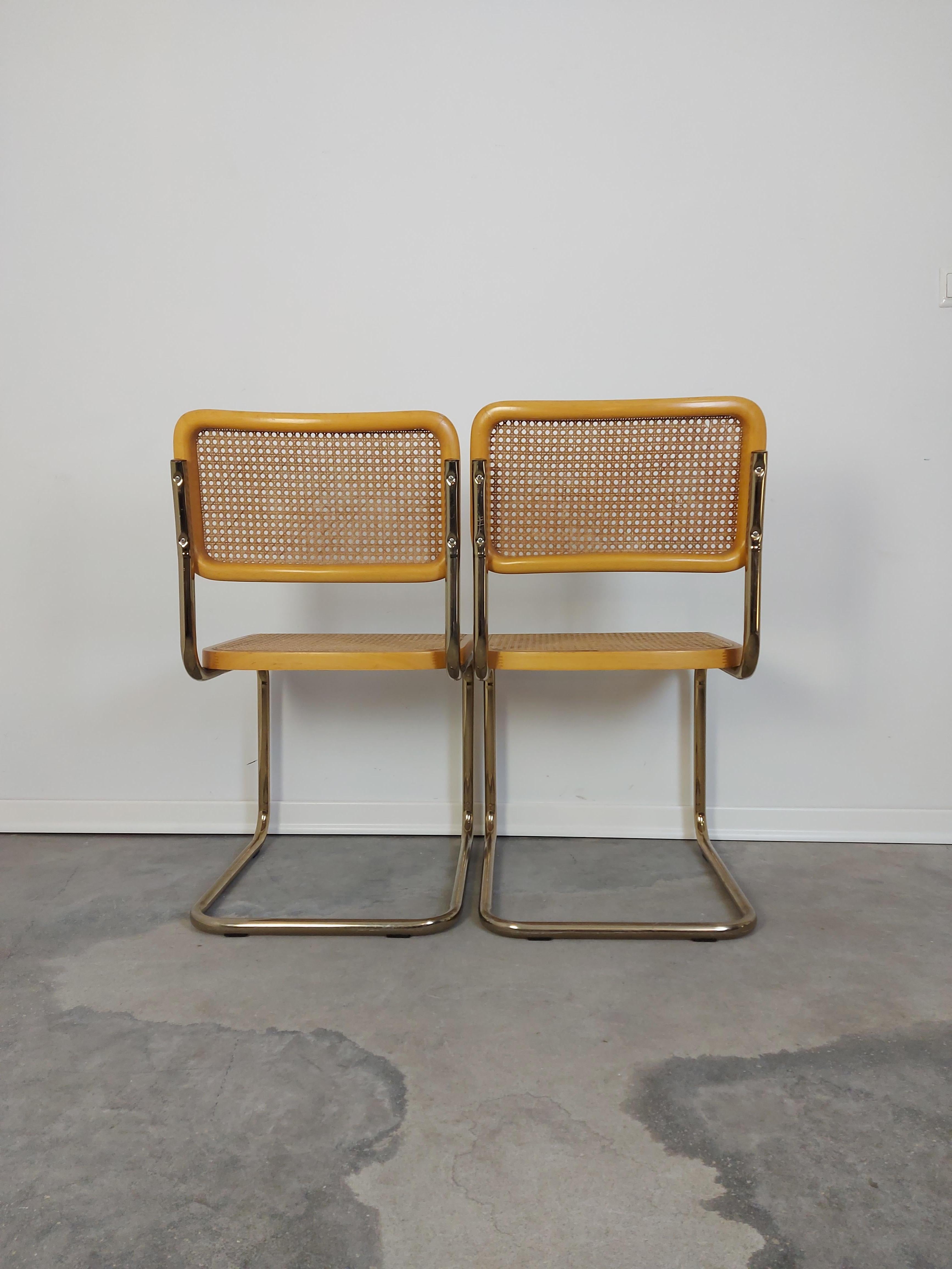 Late 20th Century CESCA Chair, 1980s, Pair Design Classic with Gilded Frame