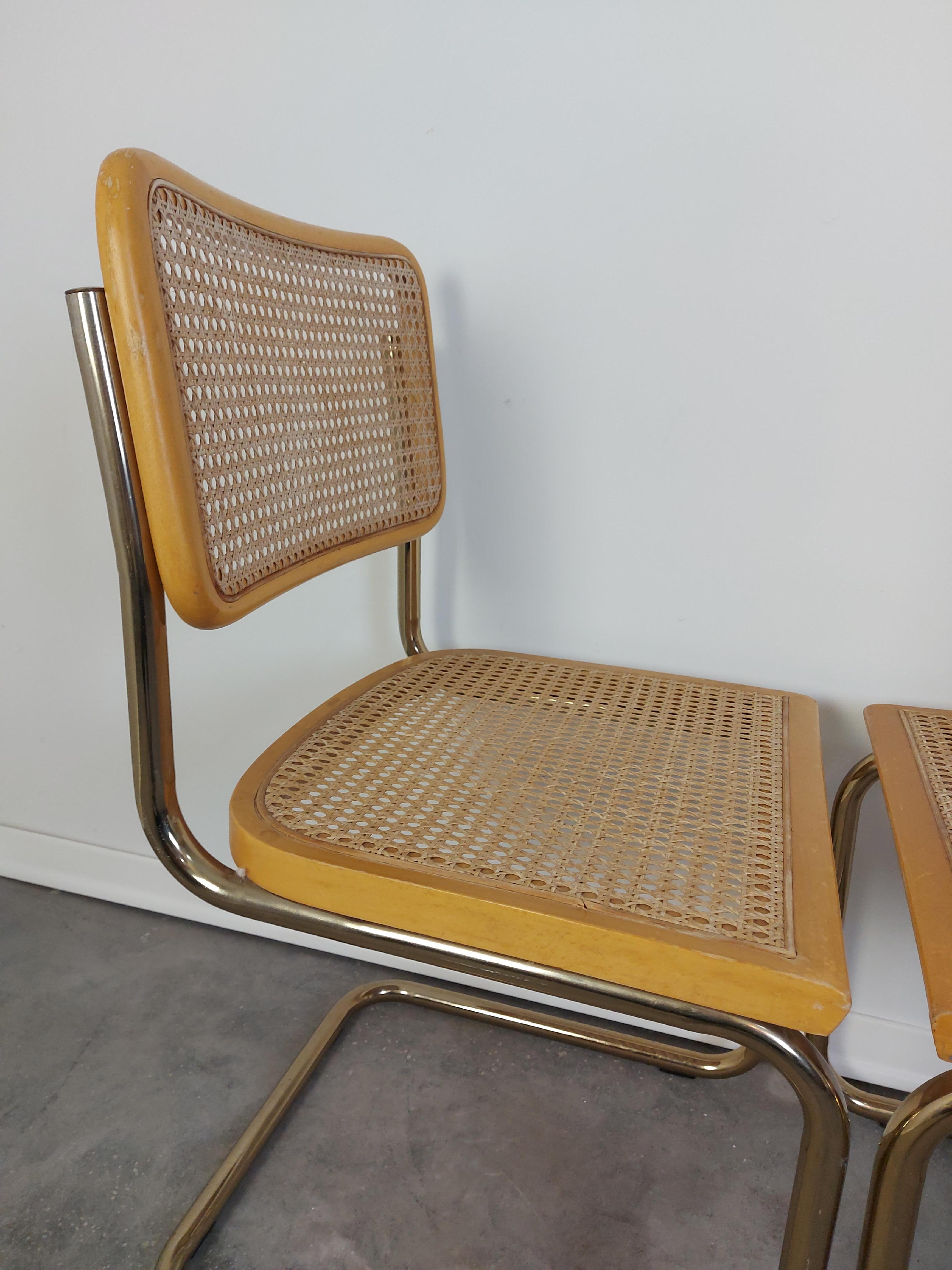 CESCA Chair, 1980s, Pair Design Classic with Gilded Frame 1