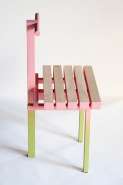 Chair 3, Steel and Ash Pink and Green Ombre Painted Sculptural Seating