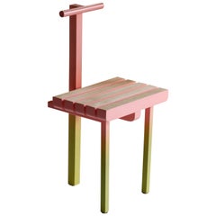 Chair 3, Steel and Ash Pink and Green Ombre Painted Sculptural Seating