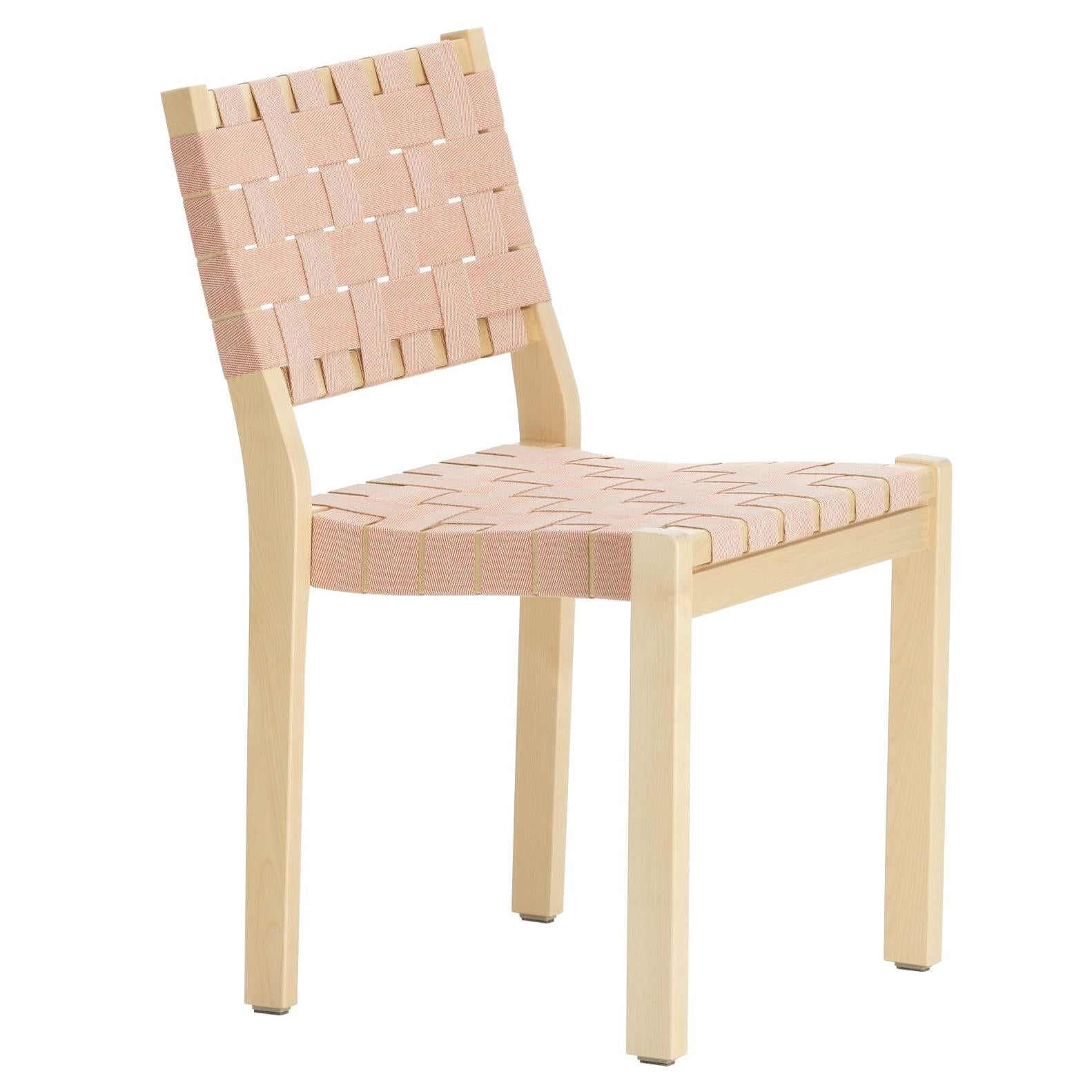 Chair 611 in Birch and Natural/Red Linen by Alvar Aalto & Artek
