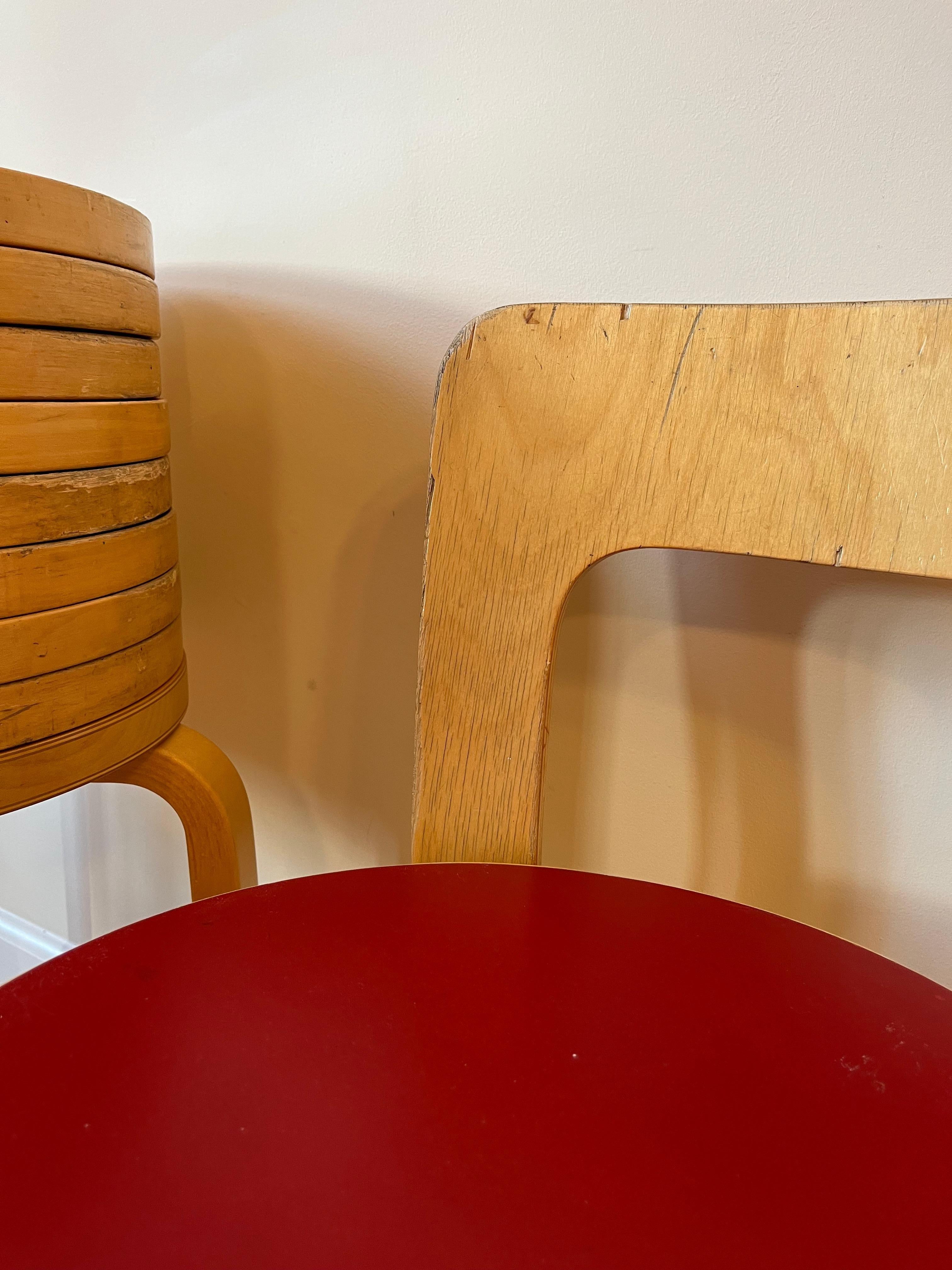 Chair 65 by Alvar Aalto for Artek (Red Linoleum) 3