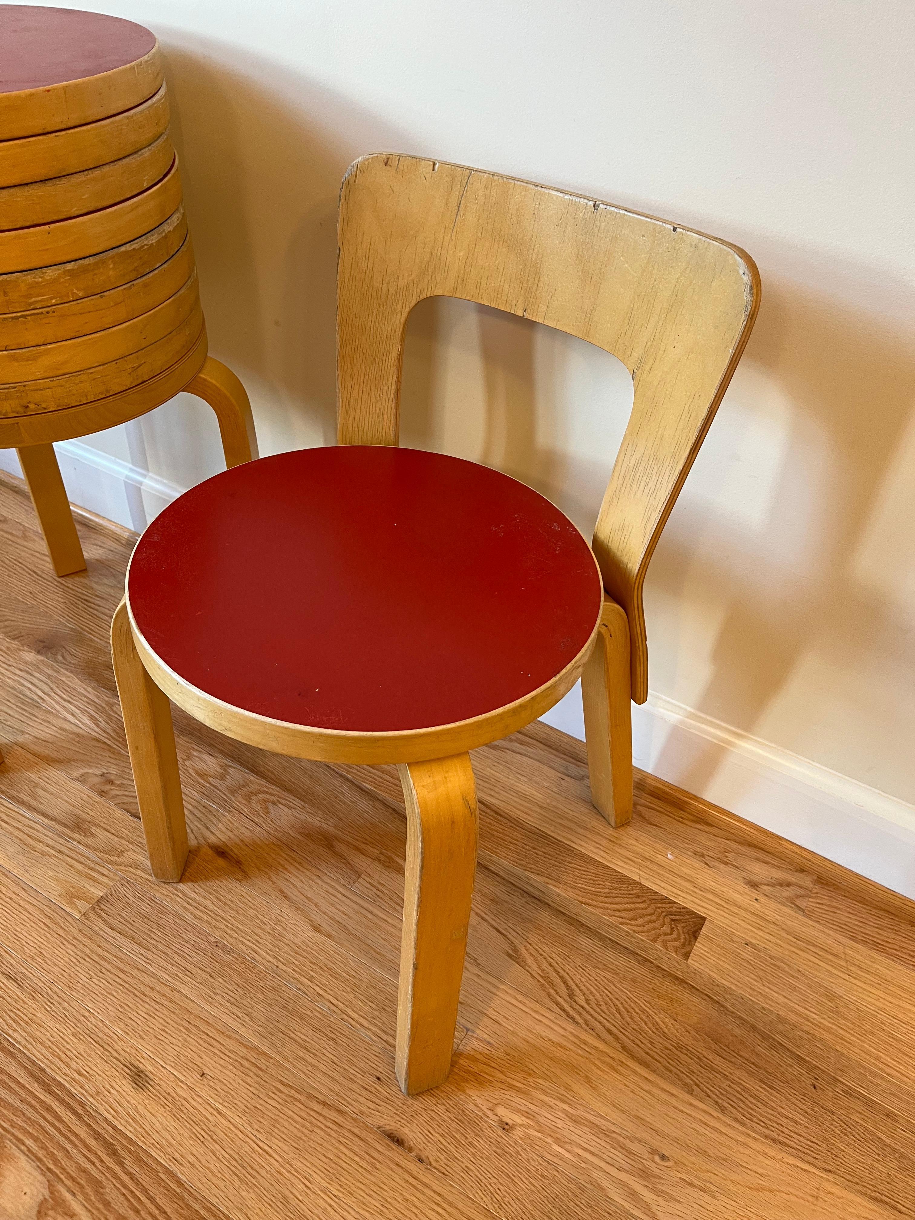 Chair 65 by Alvar Aalto for Artek (Red Linoleum) 4