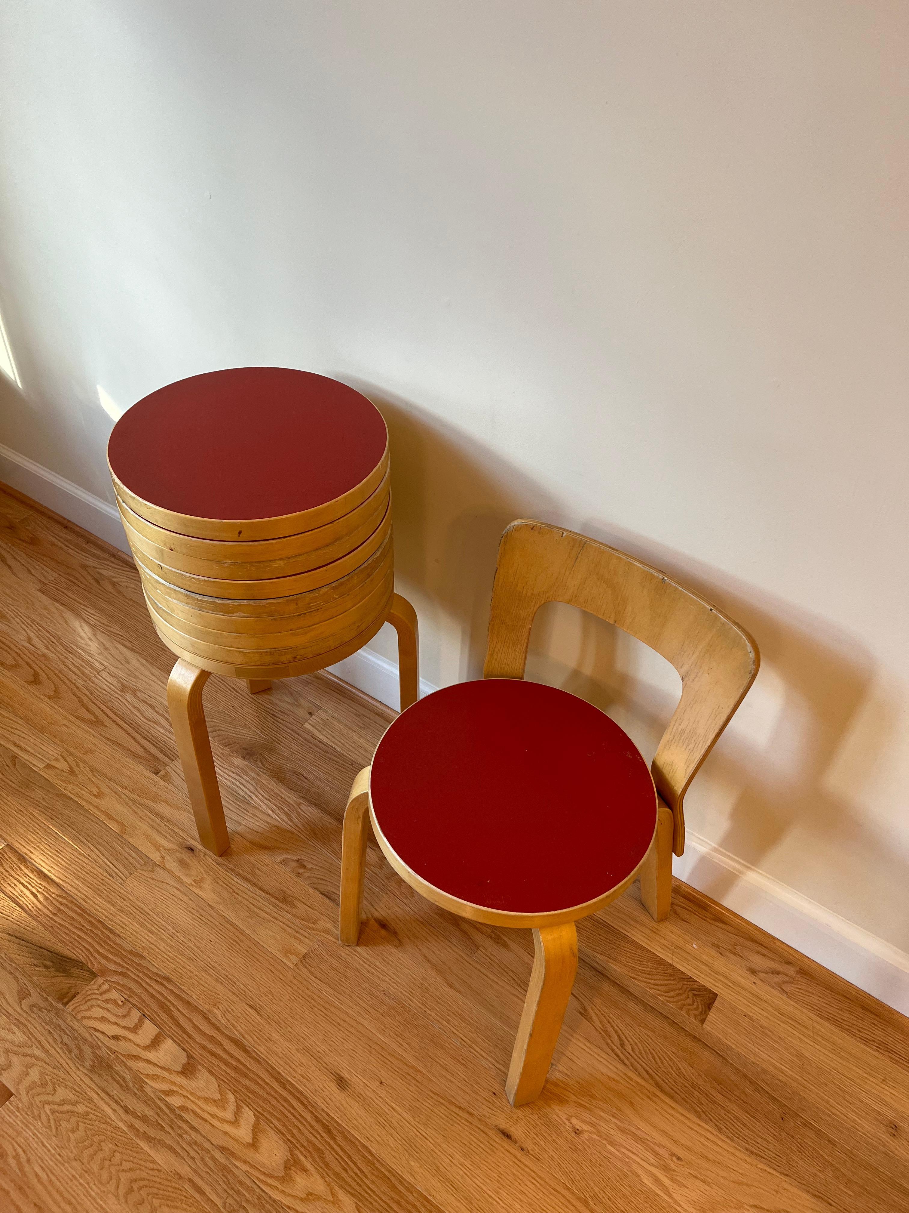 Chair 65 by Alvar Aalto for Artek (Red Linoleum) 6