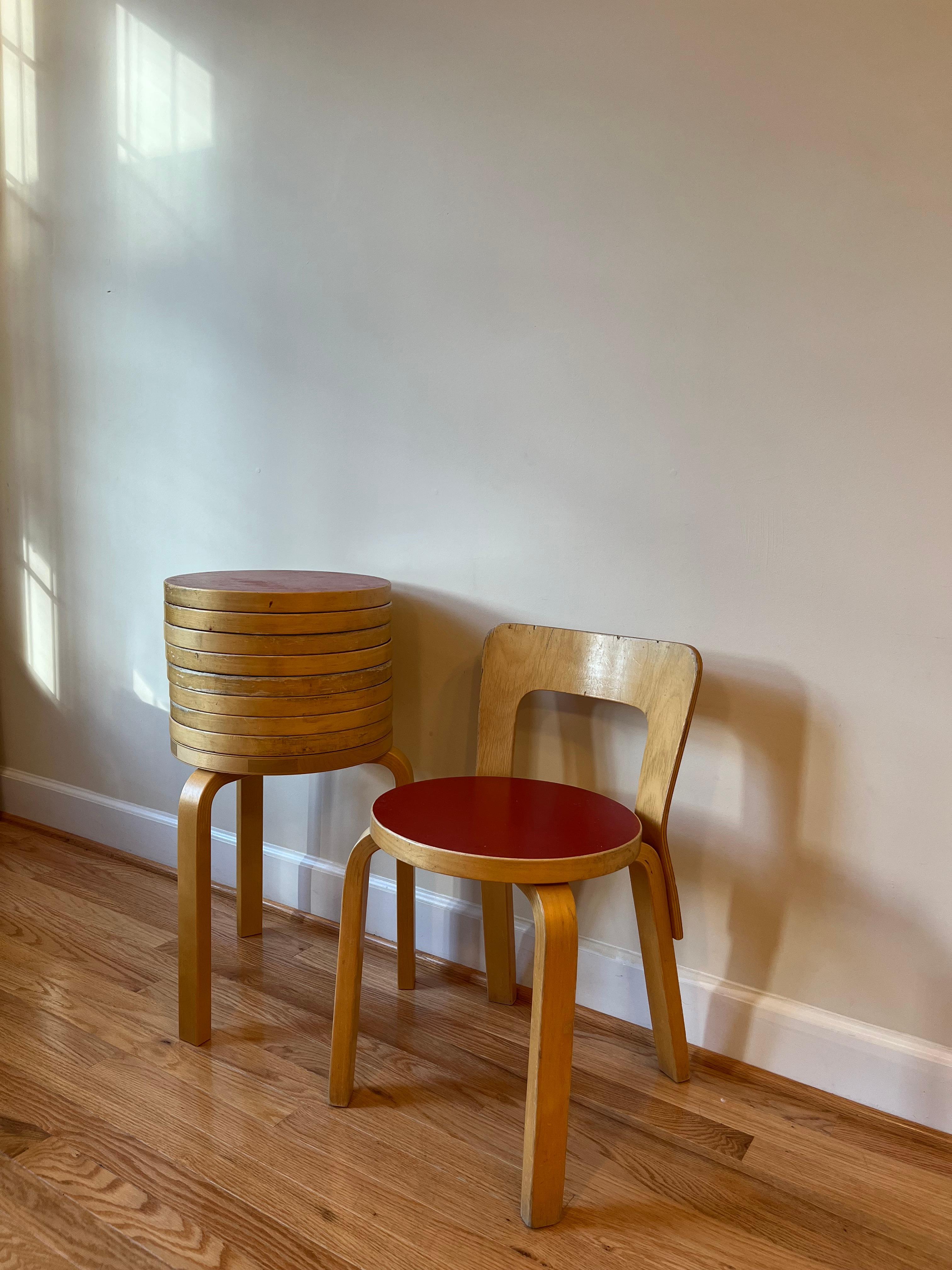 Chair 65 by Alvar Aalto for Artek (Red Linoleum) 7