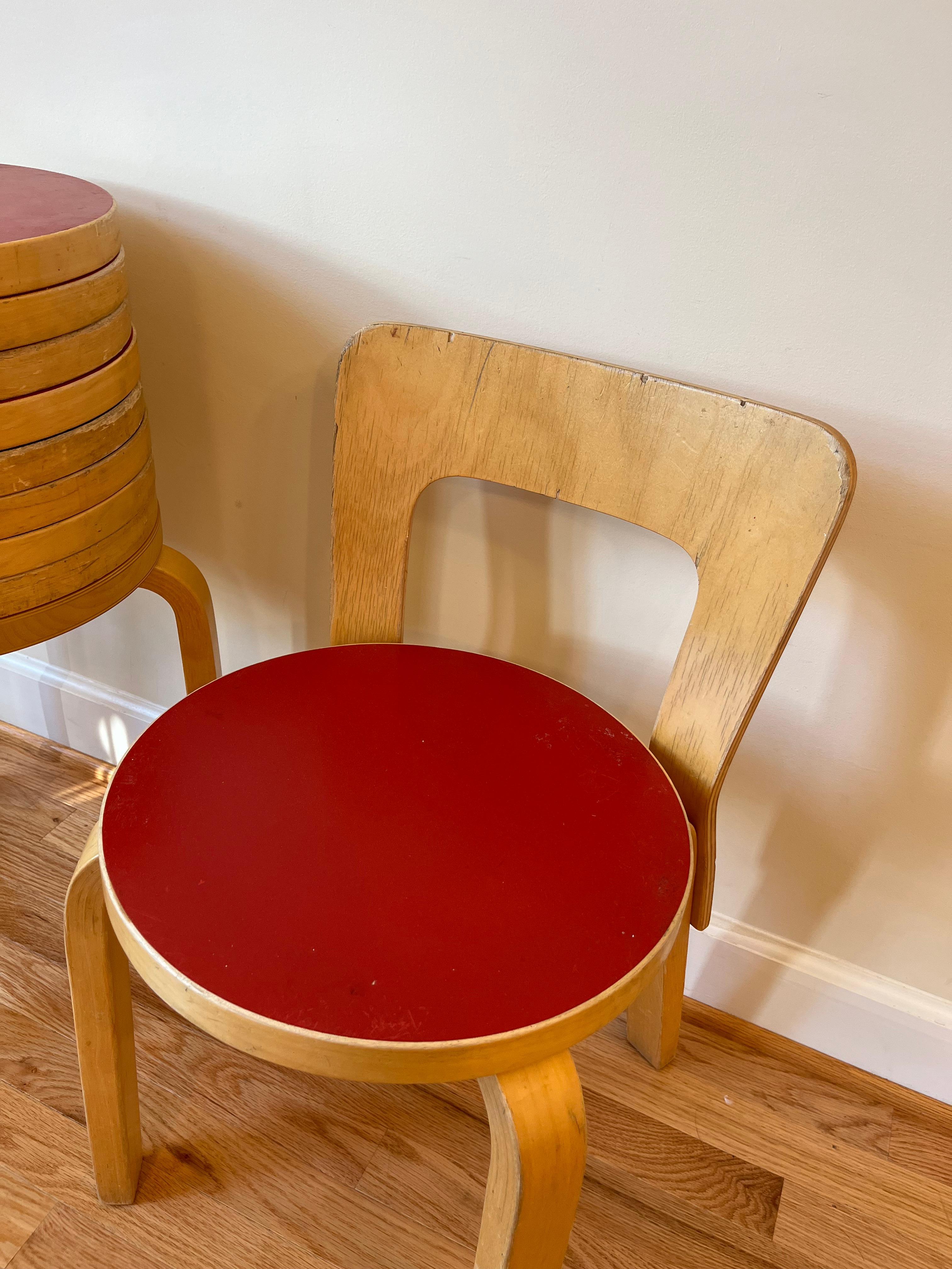 Bentwood Chair 65 by Alvar Aalto for Artek (Red Linoleum)