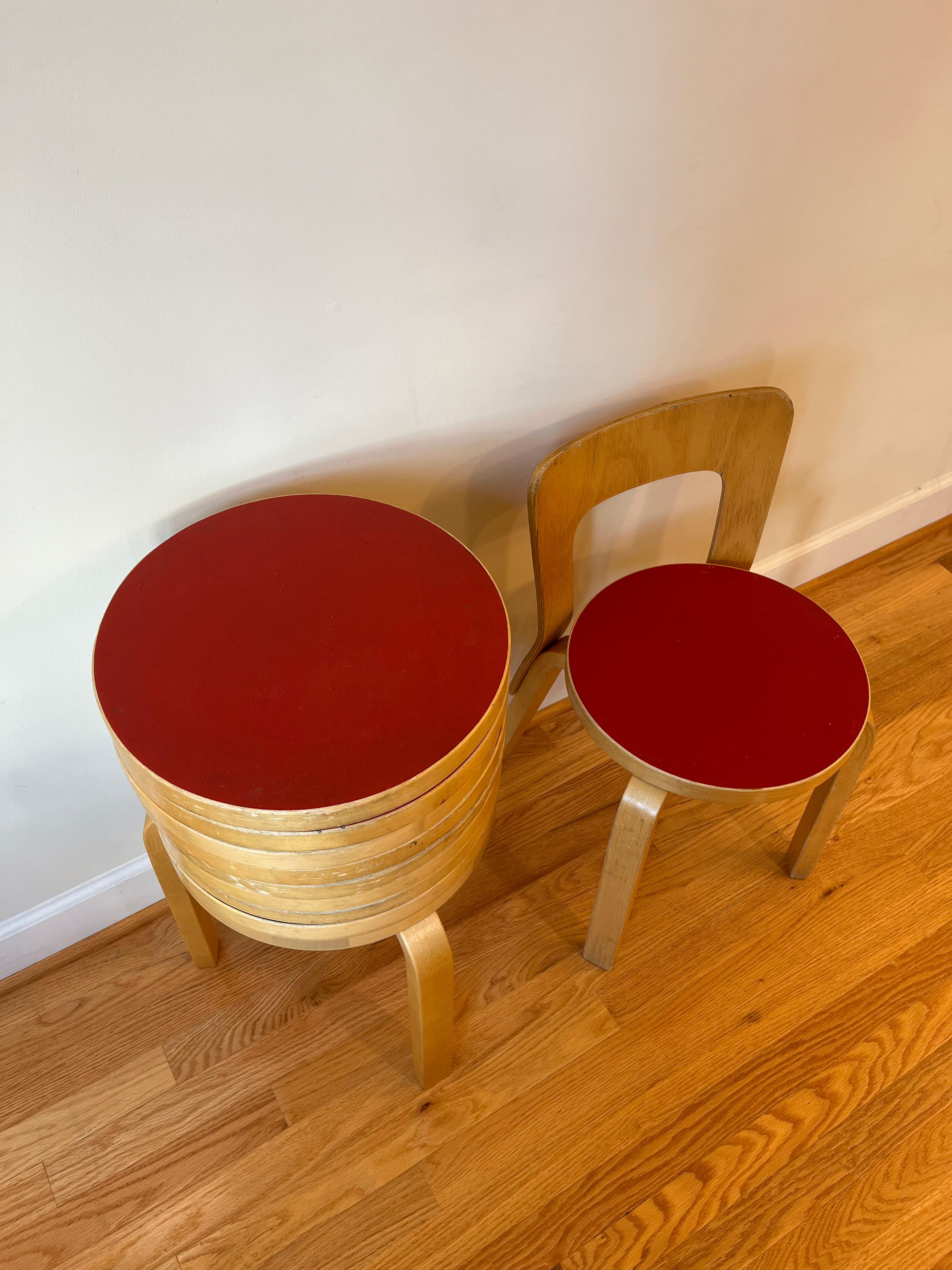 Chair 65 by Alvar Aalto for Artek (Red Linoleum) 1