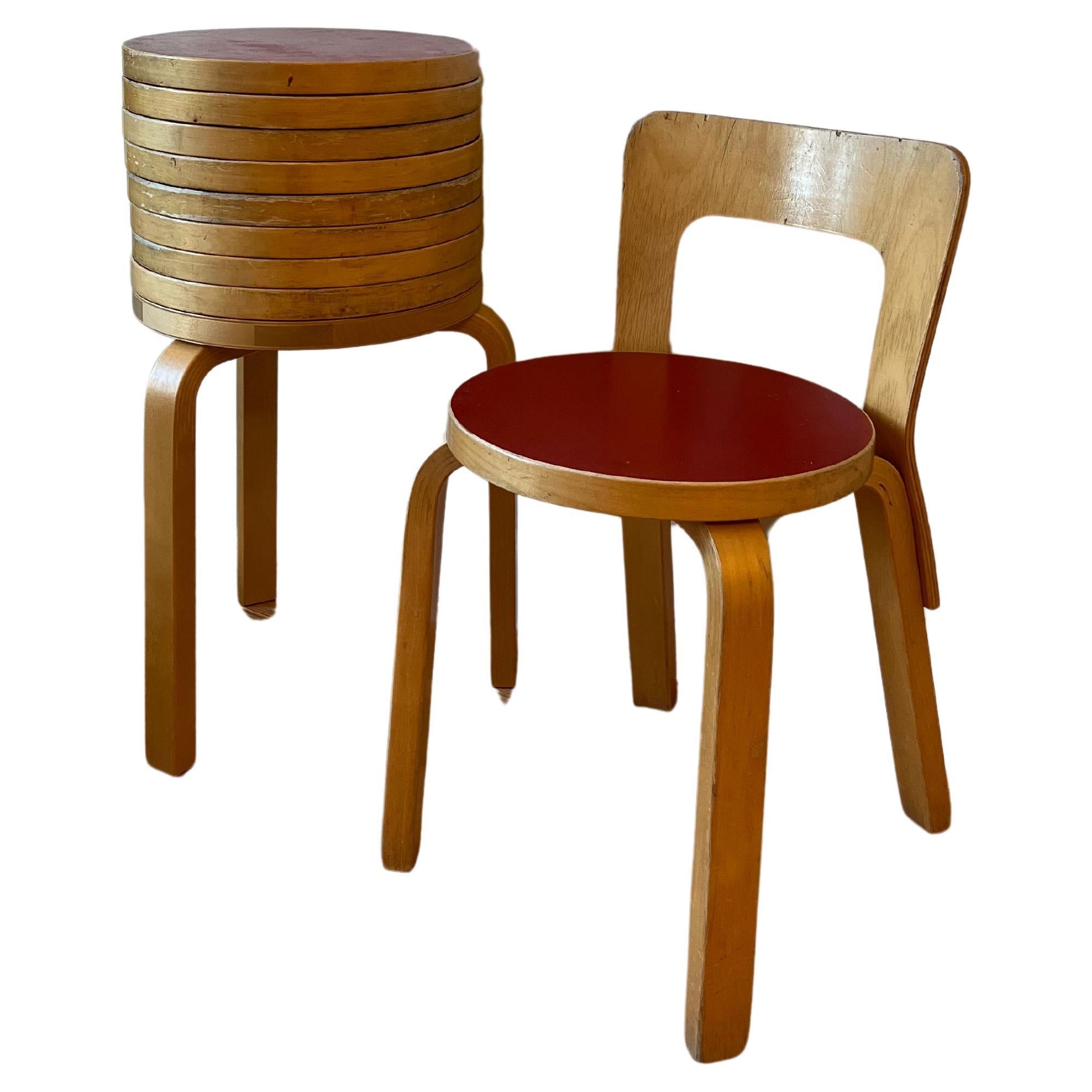 Chair 65 by Alvar Aalto for Artek (Red Linoleum)