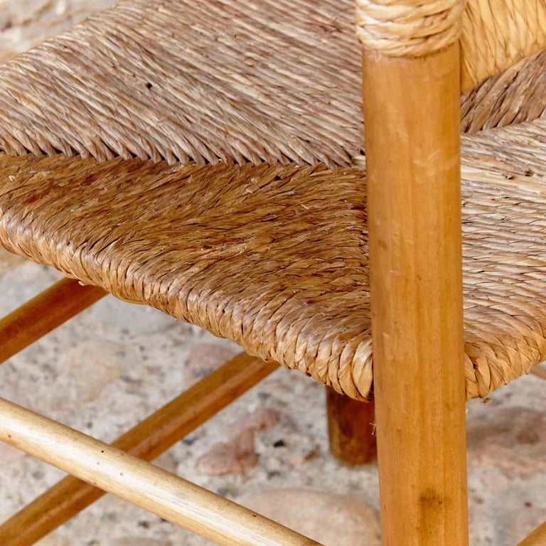 Chair After Charlotte Perriand, Wood Rattan, Mid-Century Modern For