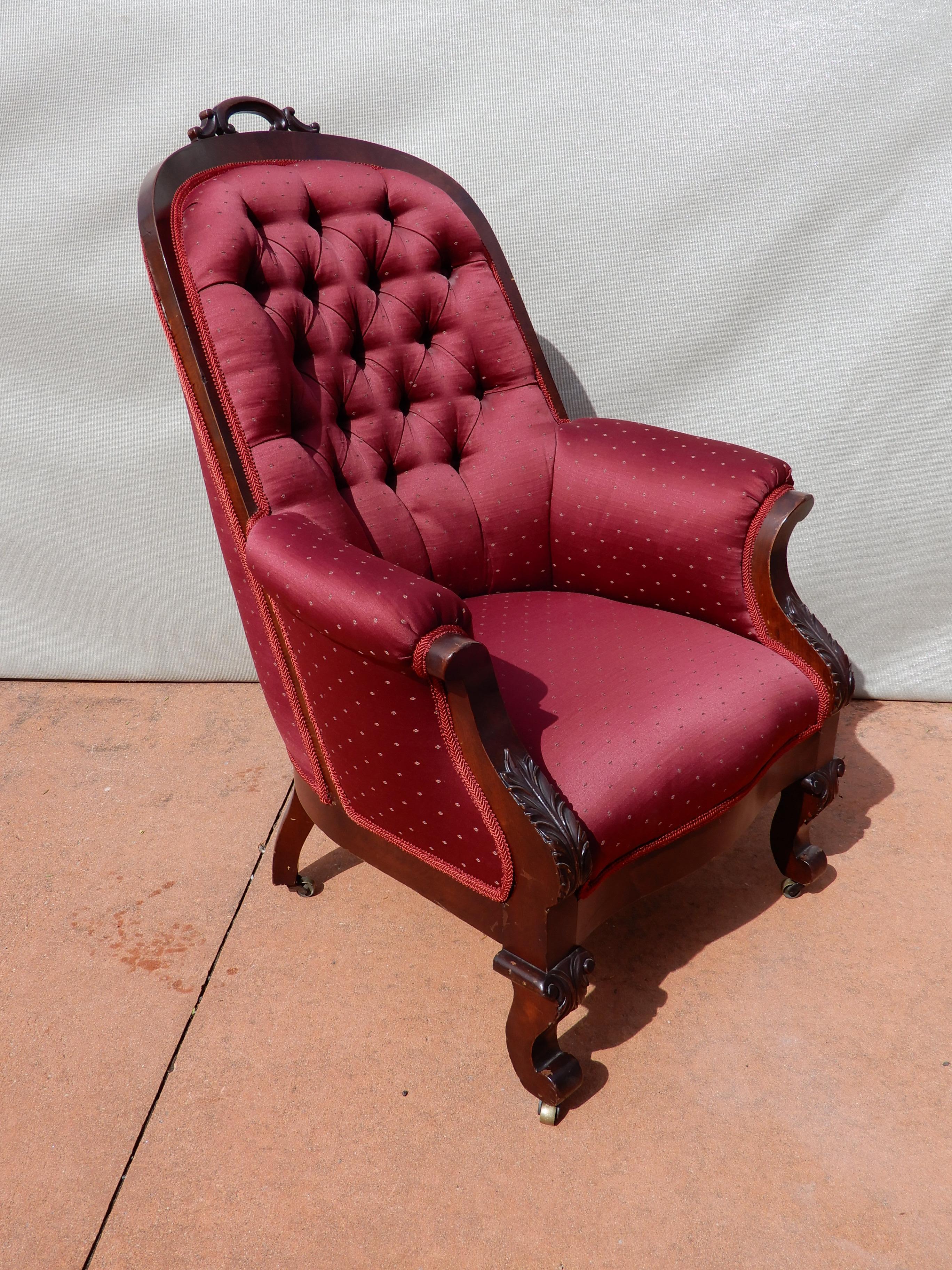 Mid-19th Century Chair American Classical Phyfe Style Mahogany Armchair For Sale