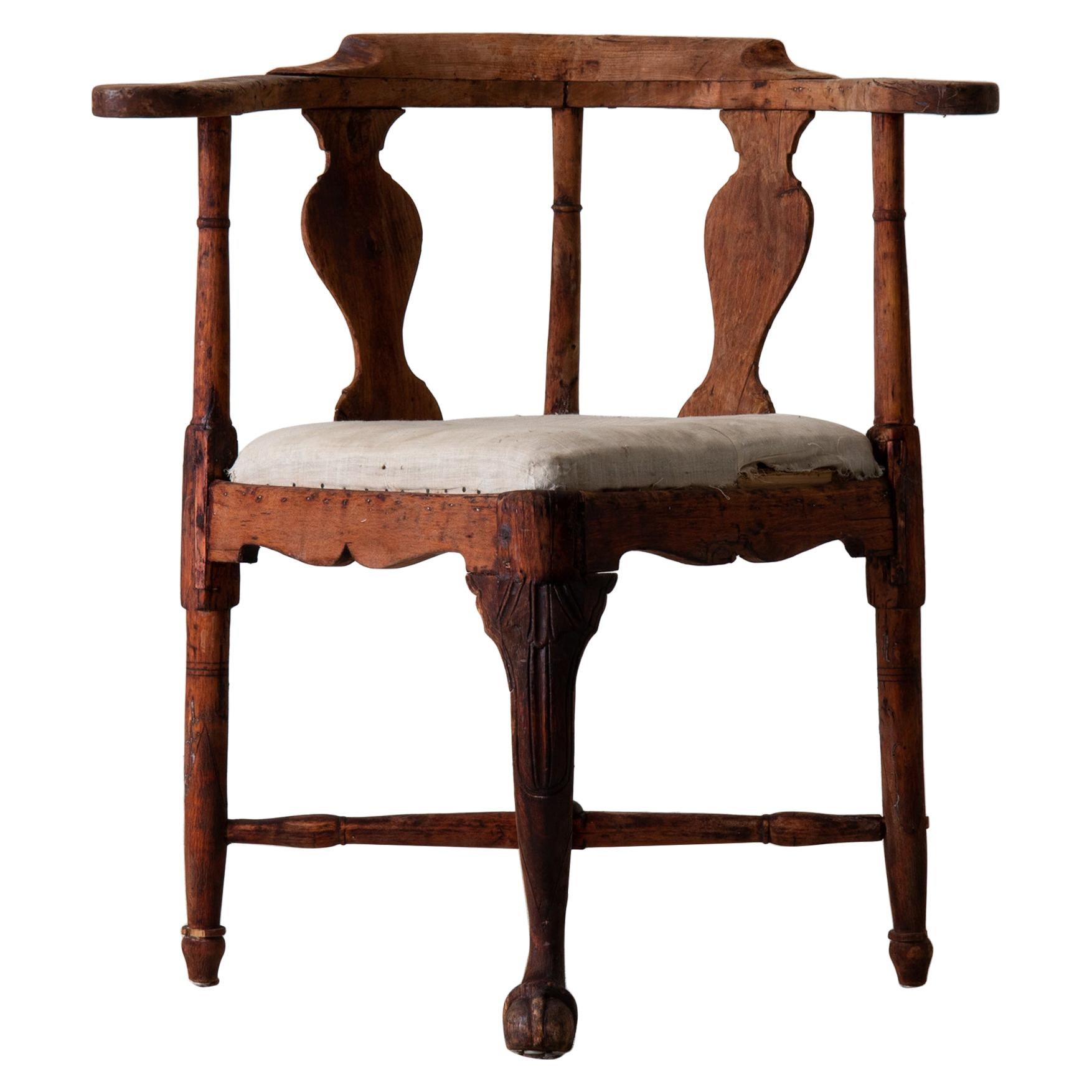 Chair Armchair Corner Swedish Rococo 1750-1775 Original Finish, Sweden