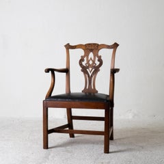 Englischer Chippendale-Sessel, braun-schwarz, England