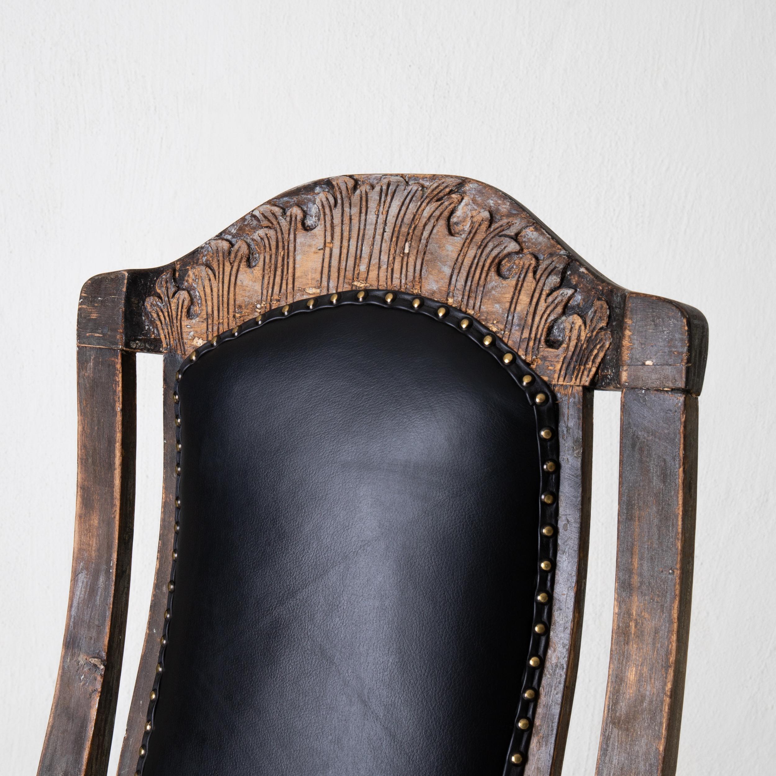 Chair Armchair Swedish Baroque Black Original Paint, Sweden 2