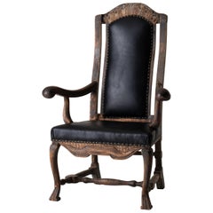 Chair Armchair Swedish Baroque Black Original Paint, Sweden