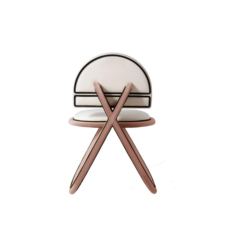 Art Deco Chair Armchair Velvet Nude Dovain Studio Design Sergio Prieto Deco Upholstered For Sale